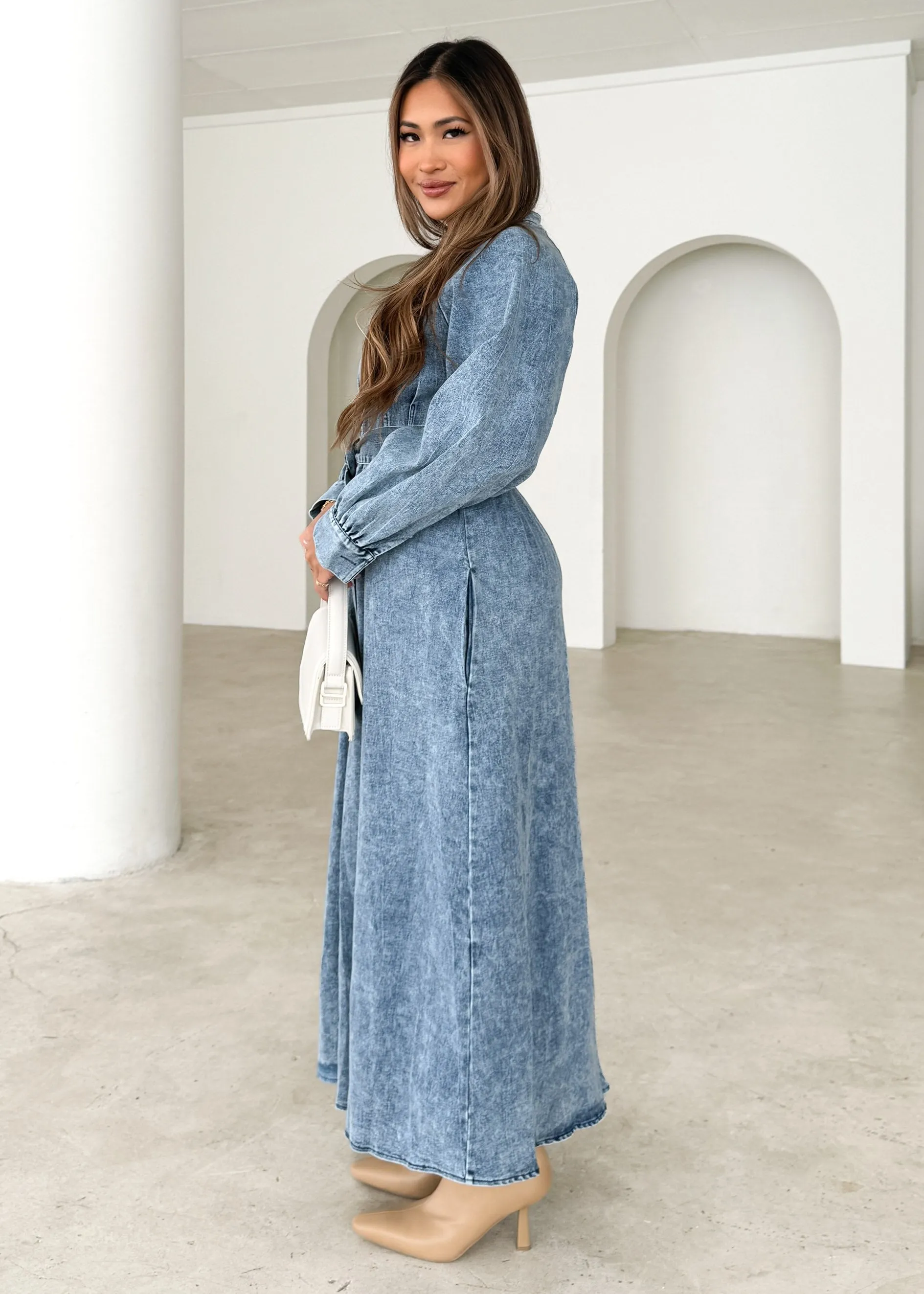 Ivana Denim Maxi Dress - Light Denim sold by Gingham & Heels product image thumbnail 3