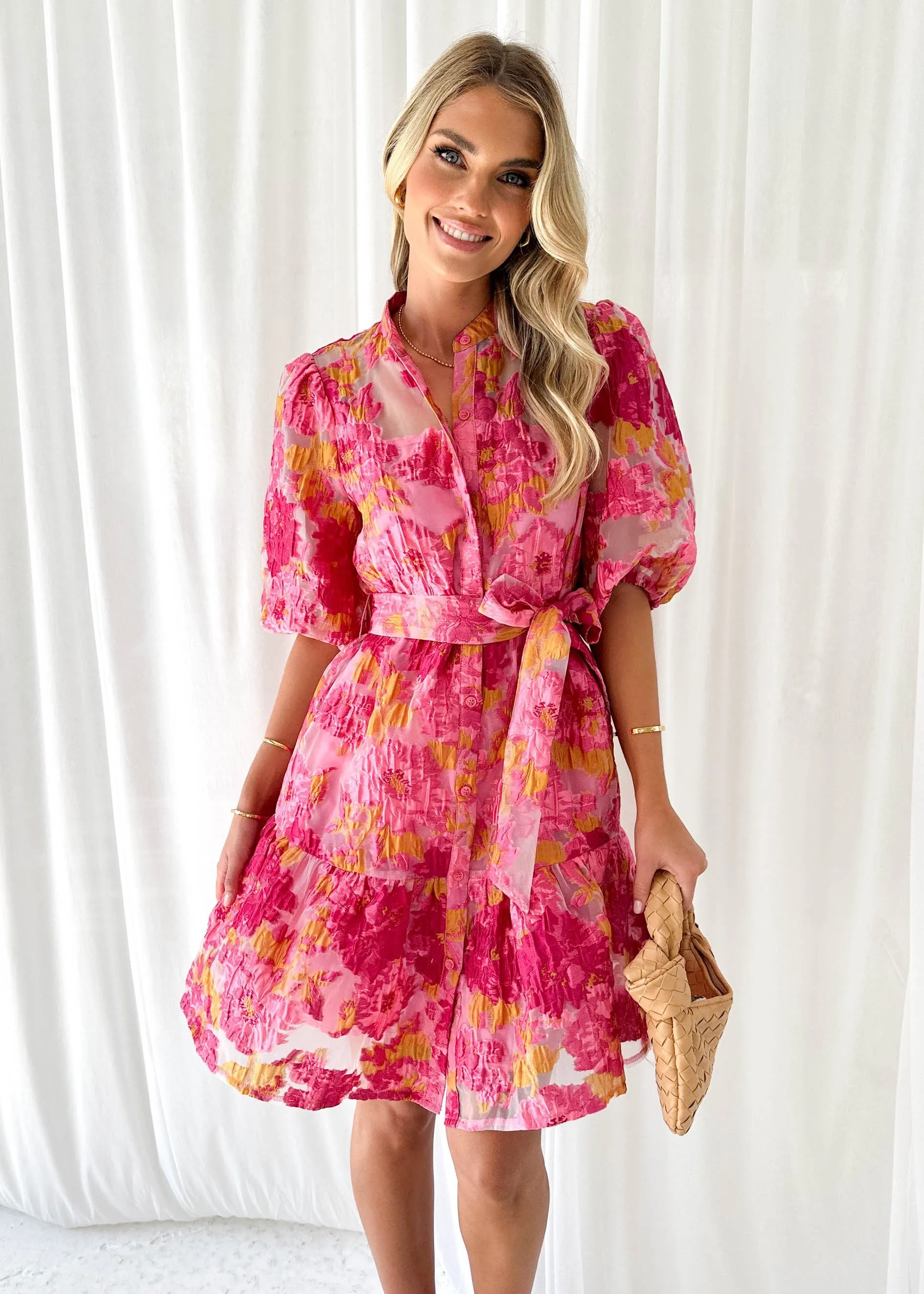 Eeser Dress - Pink Jacquard sold by Gingham & Heels product image thumbnail 2