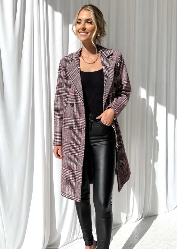Jarren Coat - Red Check sold by Gingham & Heels
