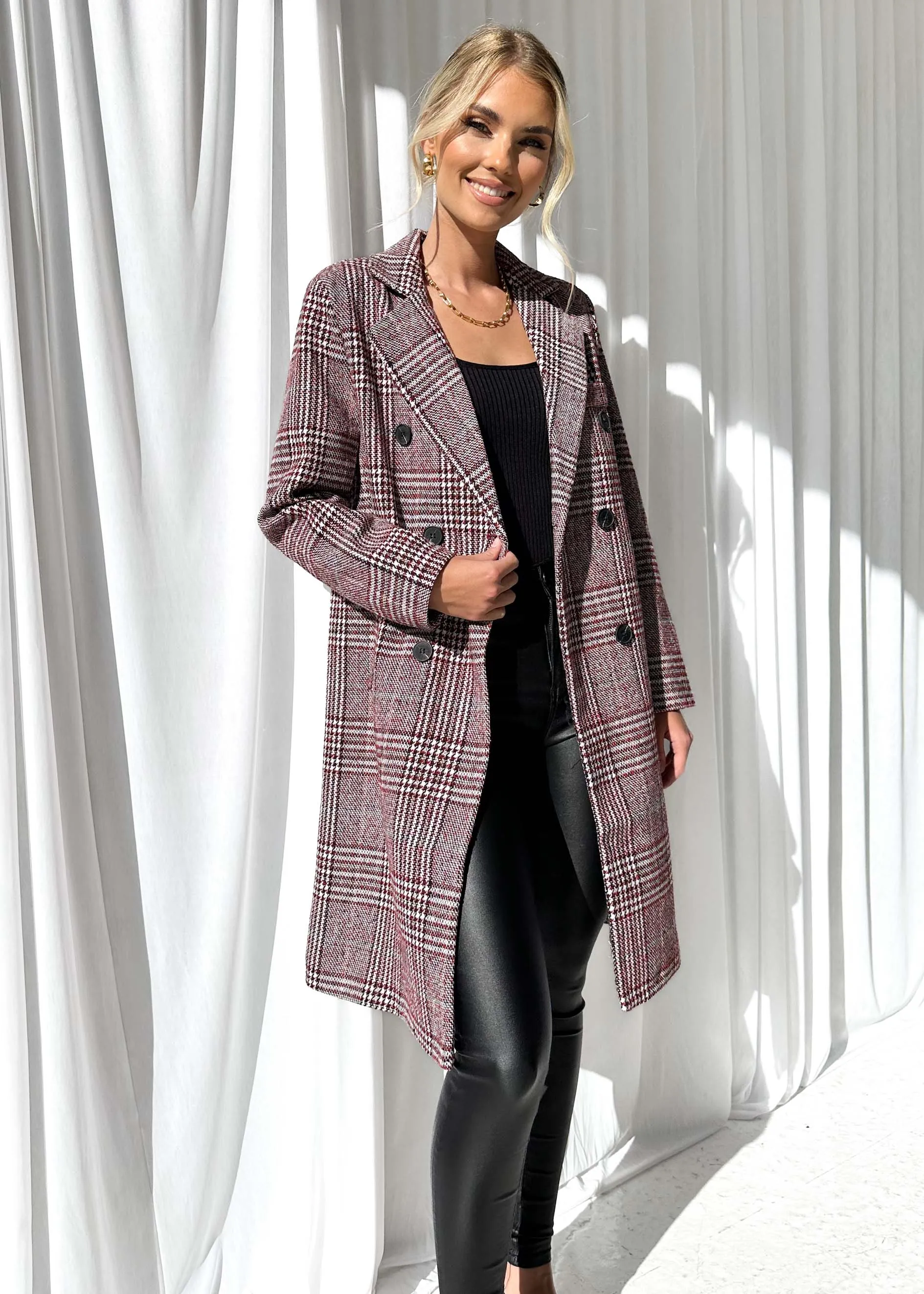 Jarren Coat - Red Check sold by Gingham & Heels product image thumbnail 2