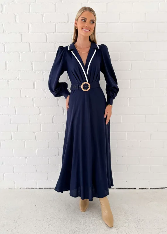 Liarra Midi Dress - Navy sold by Gingham & Heels