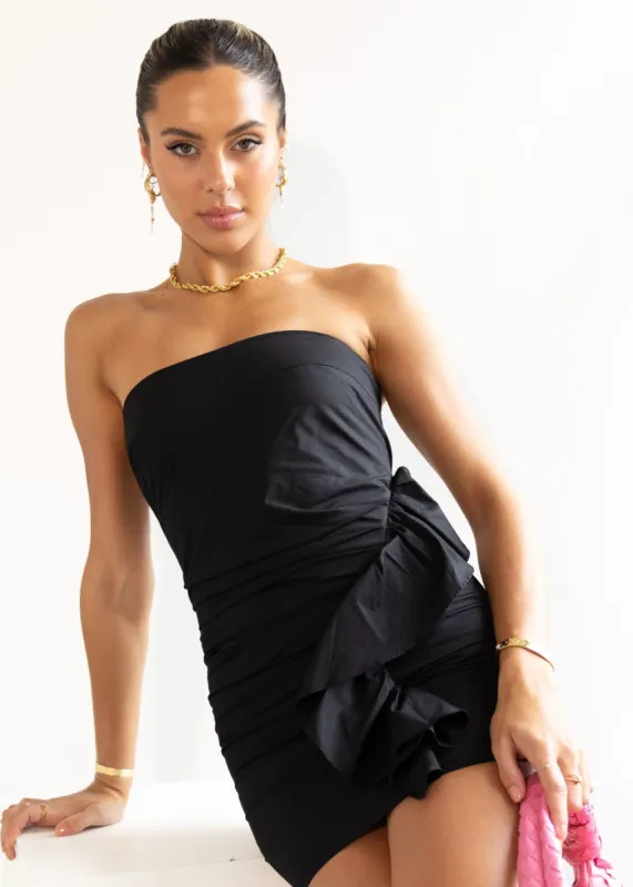 Avanie Strapless Mini Dress - Black sold by Gingham & Heels