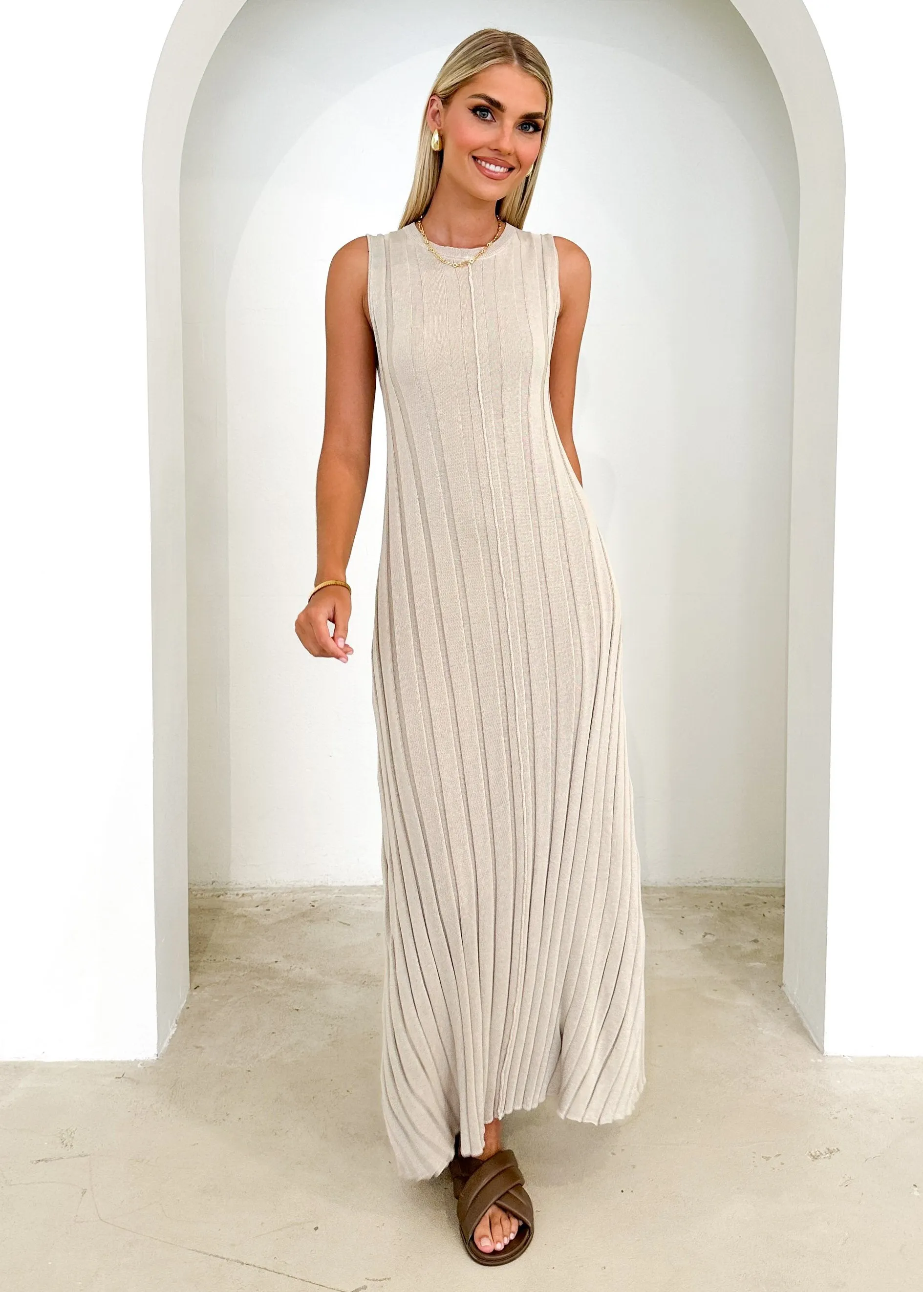 Raylarra Knit Midi Dress - Beige sold by Gingham & Heels product image thumbnail 3