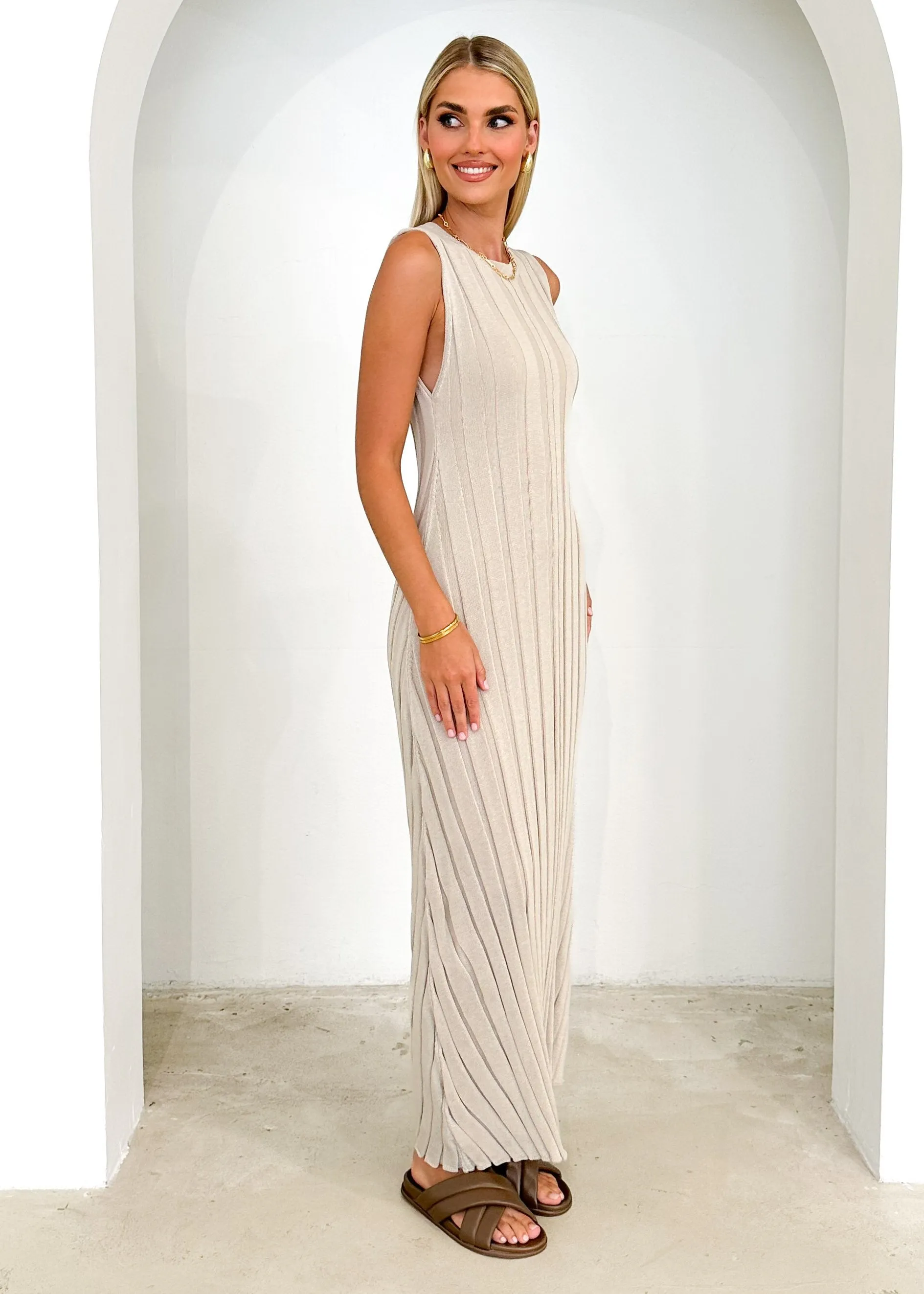 Raylarra Knit Midi Dress - Beige sold by Gingham & Heels product image thumbnail 4