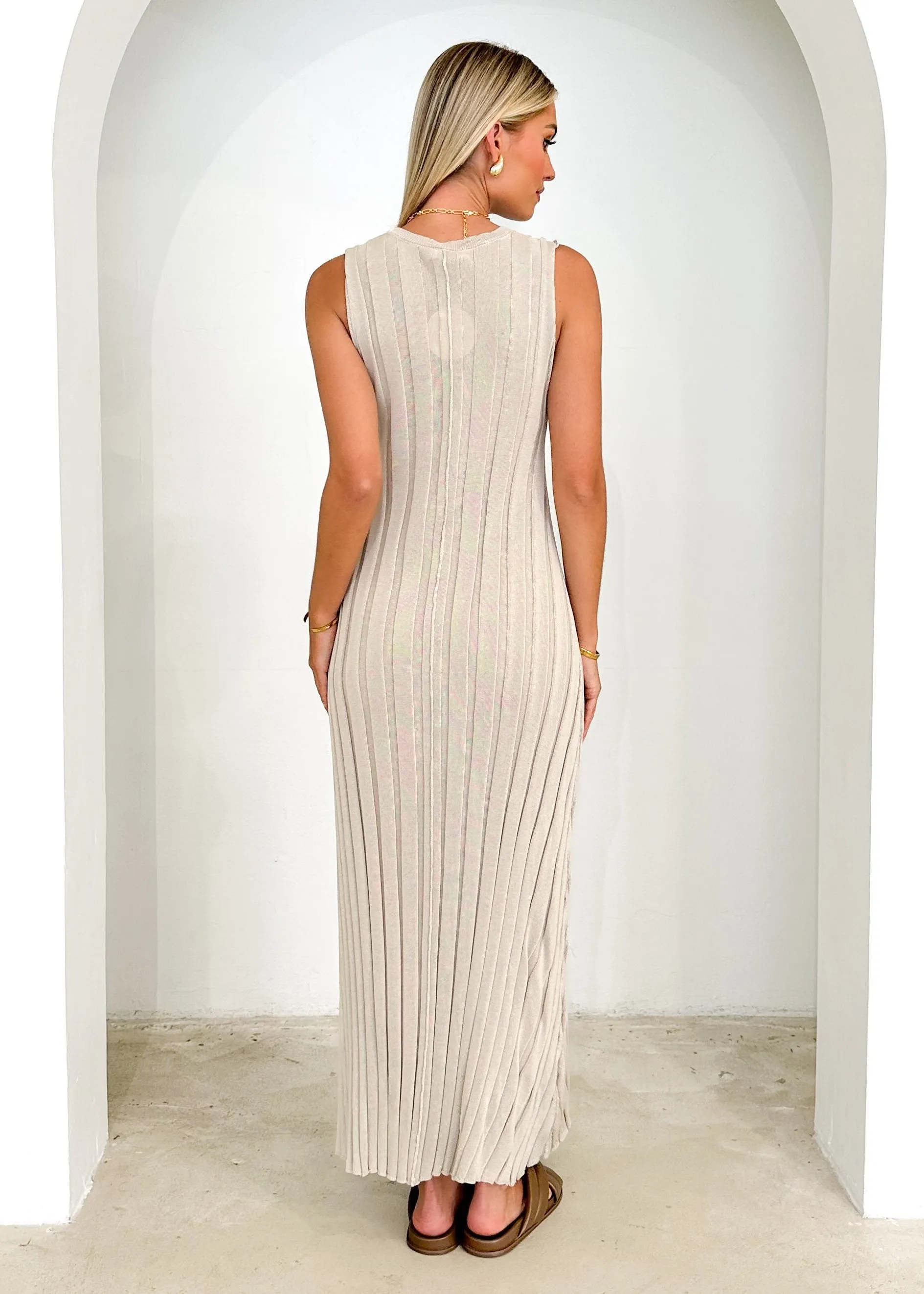 Raylarra Knit Midi Dress - Beige sold by Gingham & Heels product image thumbnail 5