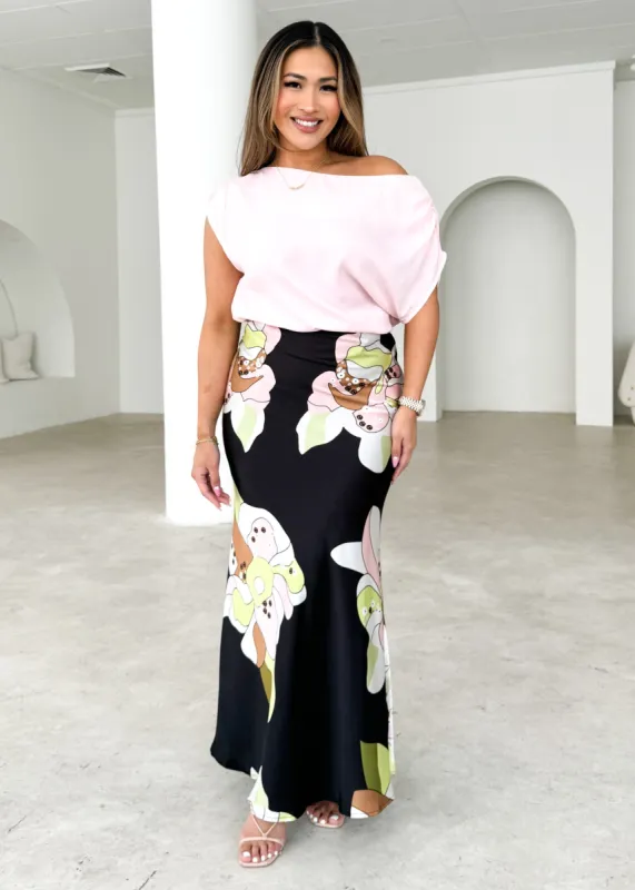 Cleos Maxi Skirt - Black Astrid sold by Gingham & Heels
