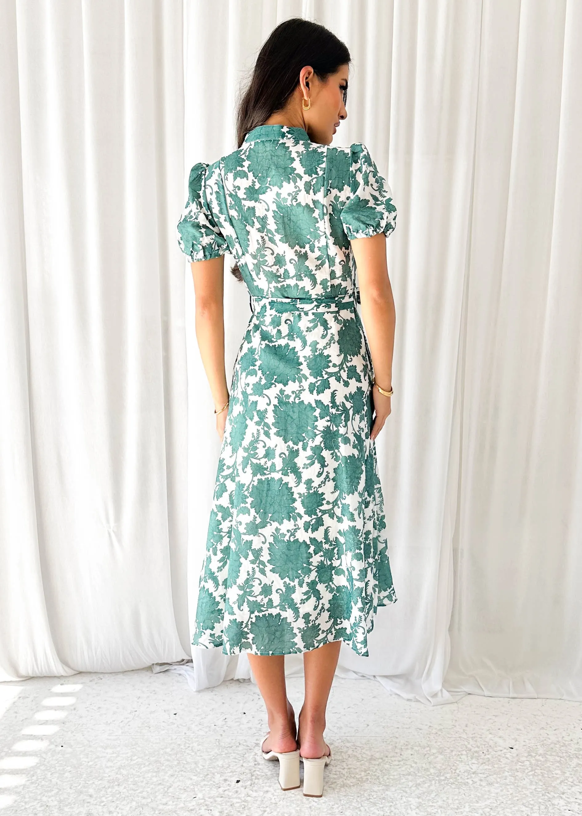 Pavva Midi Dress - Green Floral sold by Gingham & Heels product image thumbnail 5