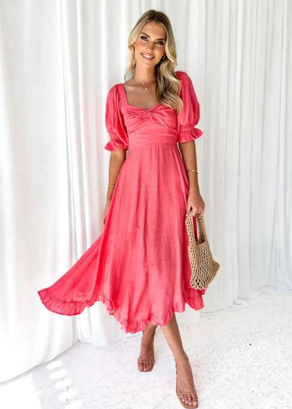 Tamanah Midi Dress - Watermelon sold by Gingham & Heels