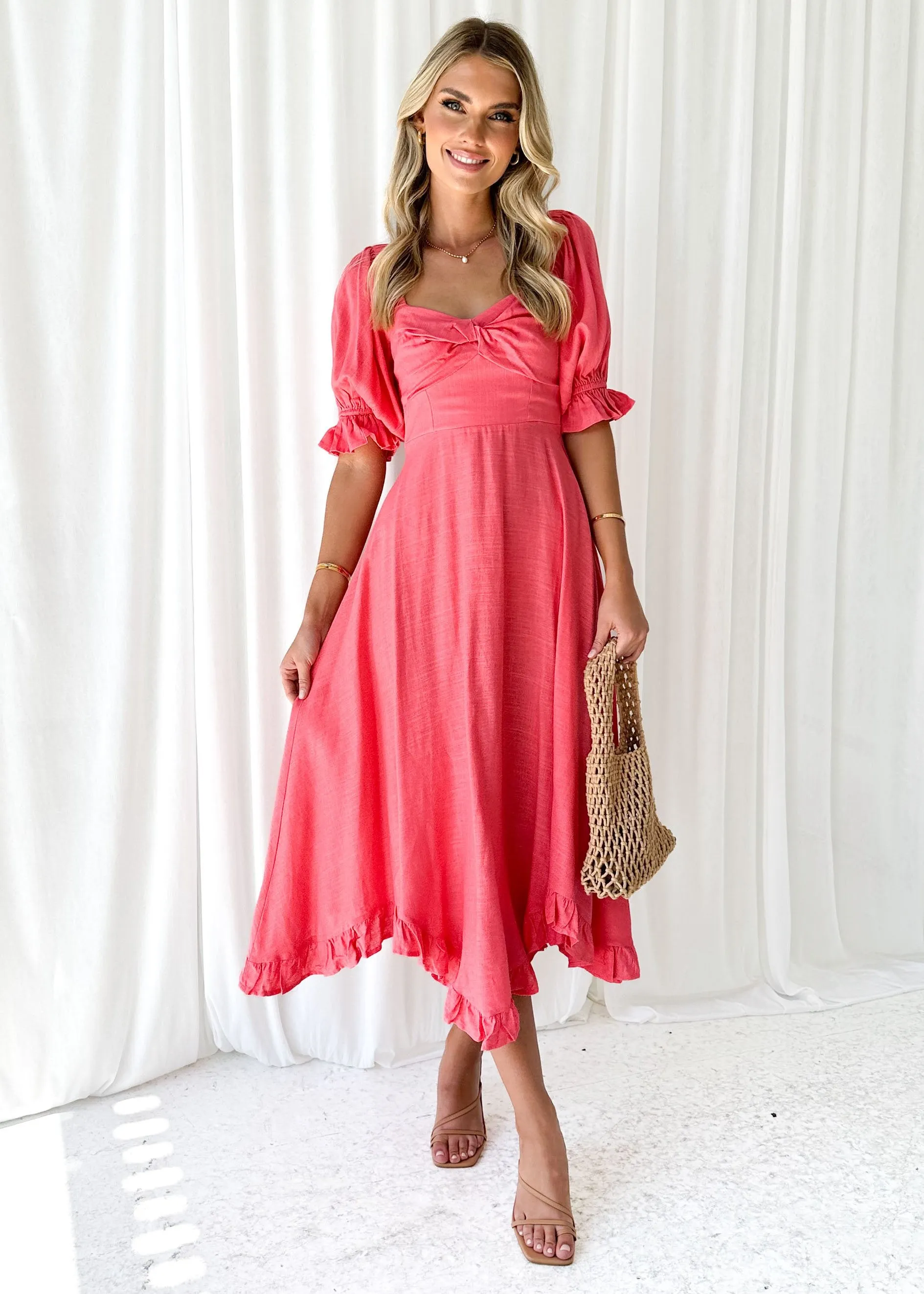 Tamanah Midi Dress - Watermelon sold by Gingham & Heels product image thumbnail 3