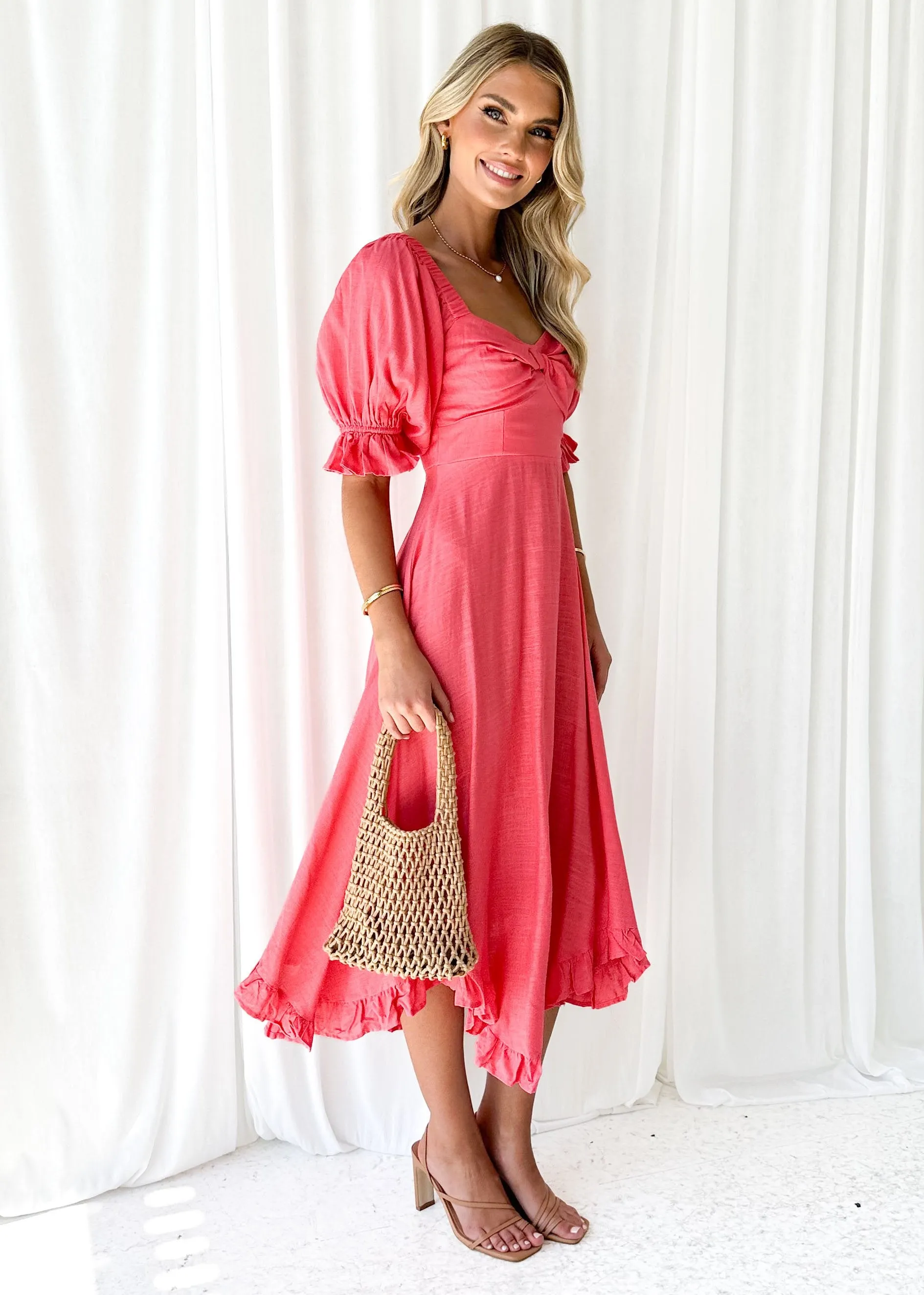 Tamanah Midi Dress - Watermelon sold by Gingham & Heels product image thumbnail 4