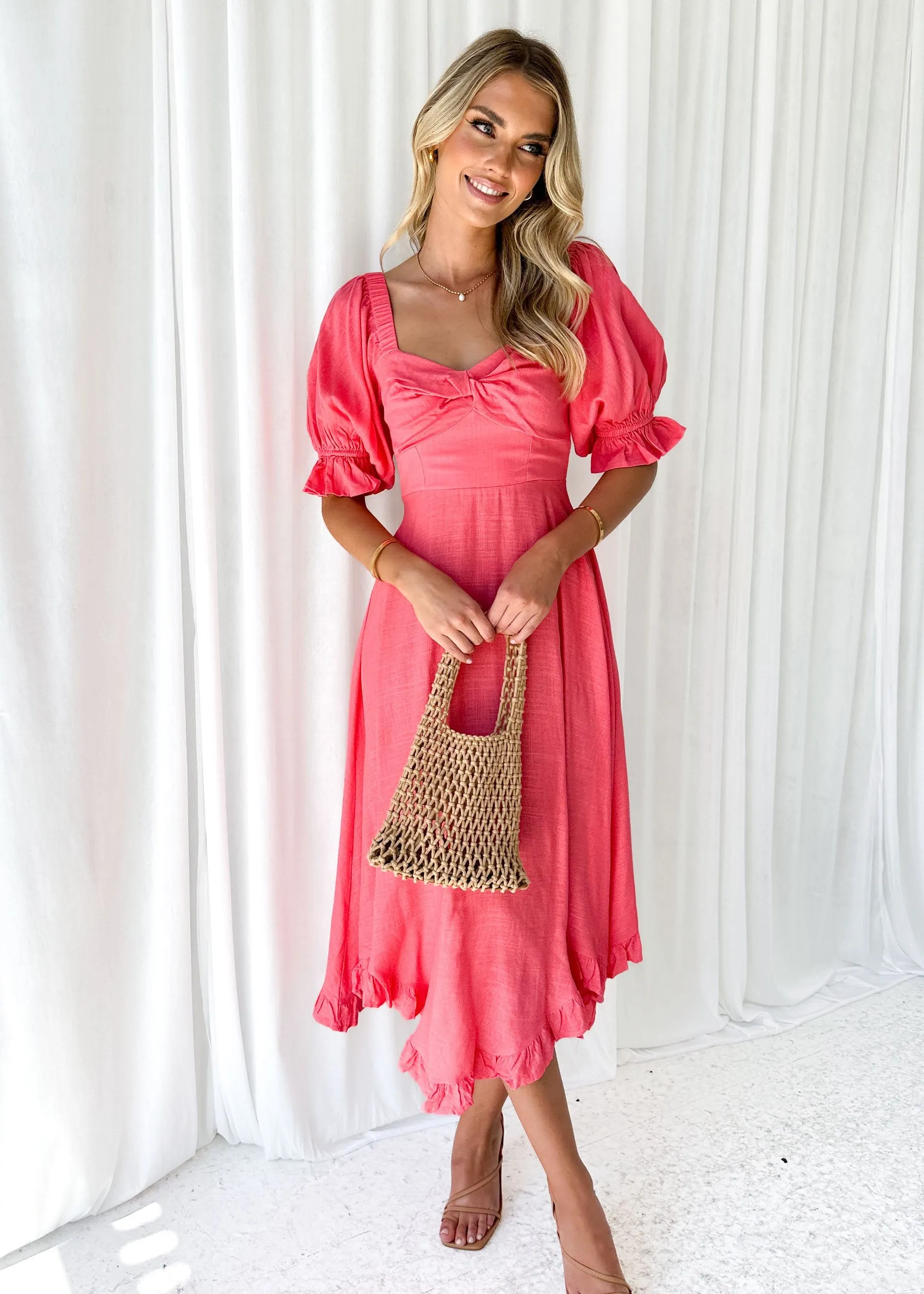 Tamanah Midi Dress - Watermelon sold by Gingham & Heels product image thumbnail 2