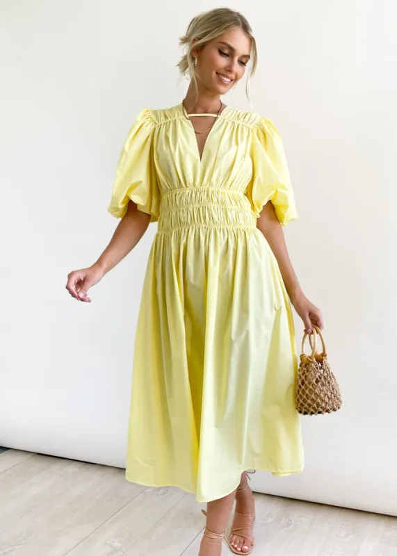 Alexia Midi Dress - Yellow sold by Gingham & Heels