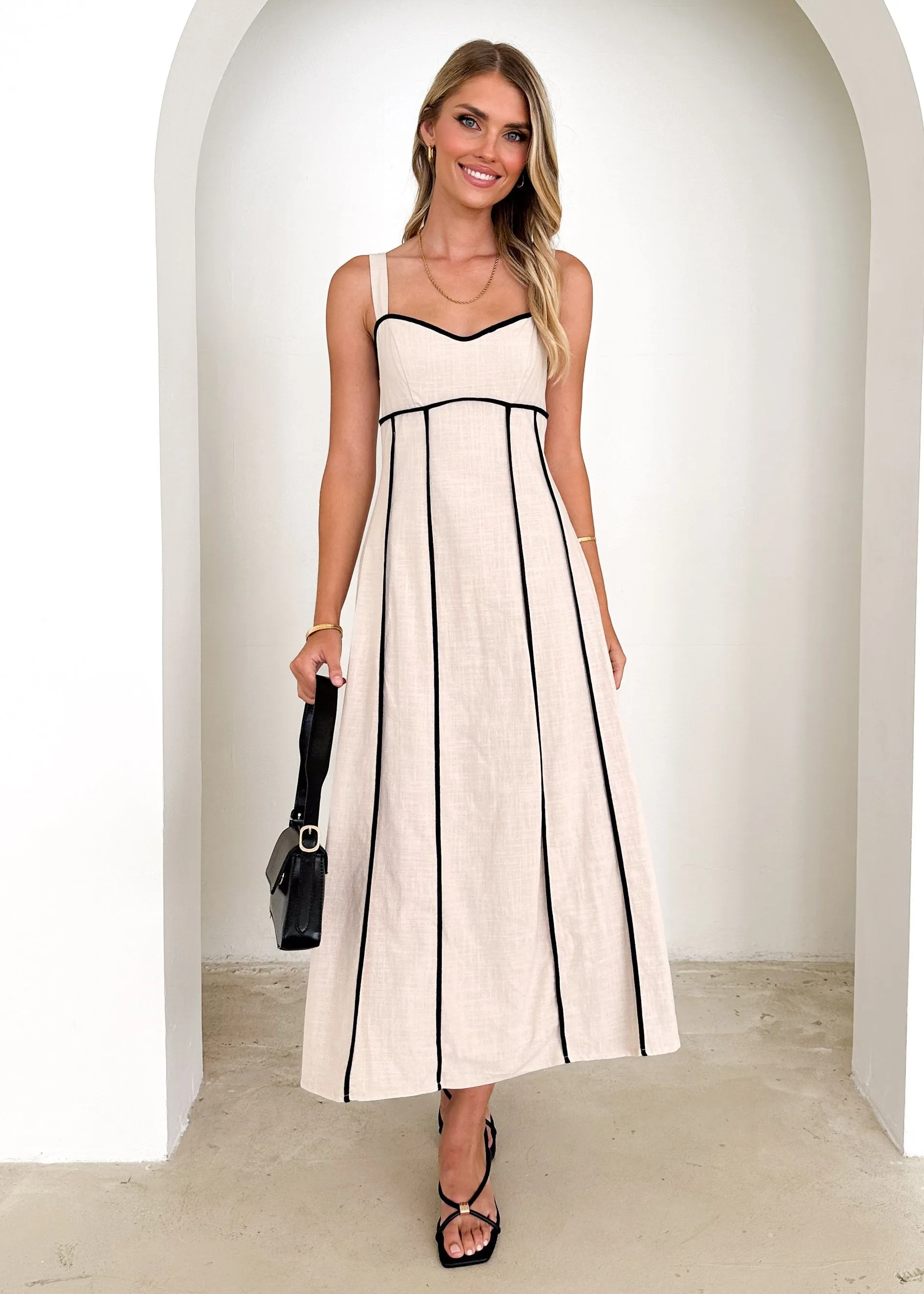 Nicolla Midi Dress - Sand sold by Gingham & Heels product image thumbnail 3