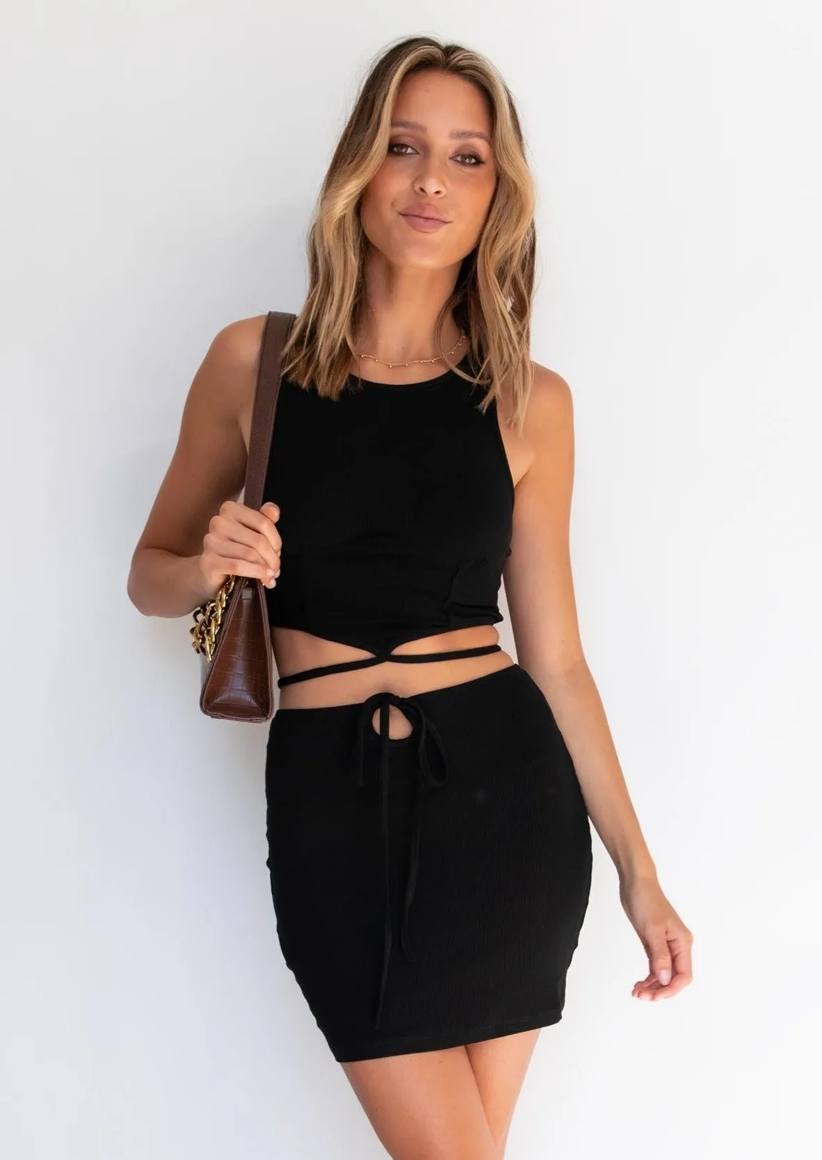 Peyton Mini Skirt - Black sold by Gingham & Heels product image thumbnail 2