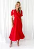 Yilkia Linen Midi Dress - Red sold by Gingham & Heels