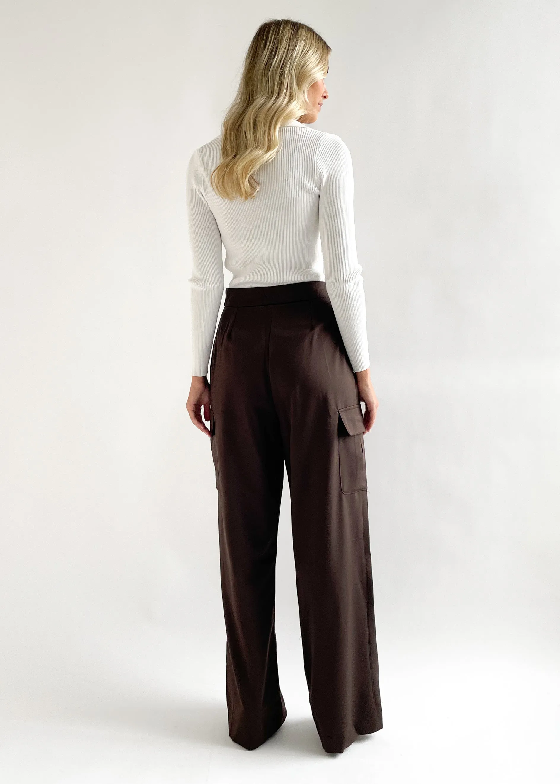Devlin Wide Leg Pants - Chocolate sold by Gingham & Heels product image thumbnail 5