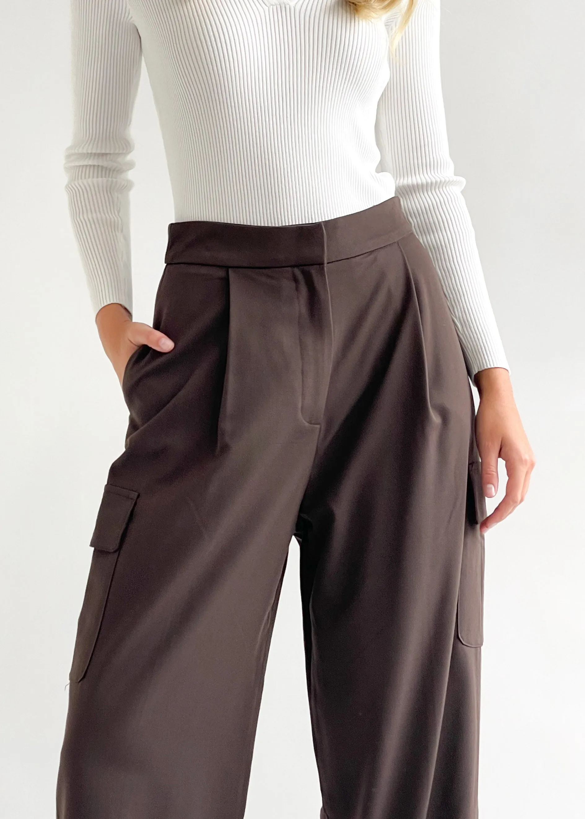 Devlin Wide Leg Pants - Chocolate sold by Gingham & Heels product image thumbnail 2