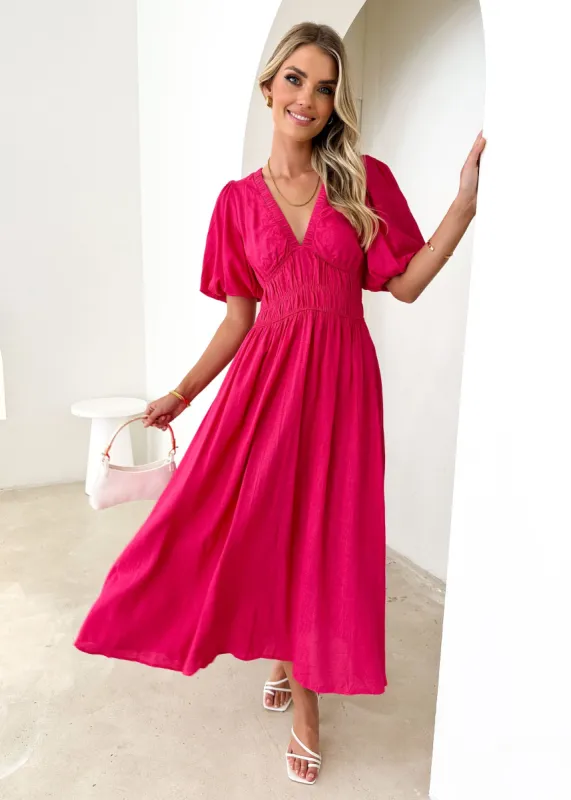 Ormant Midi Dress - Magenta sold by Gingham & Heels