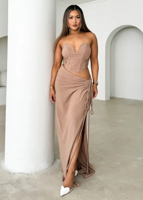 Riah Strapless Crop - Mocha sold by Gingham & Heels