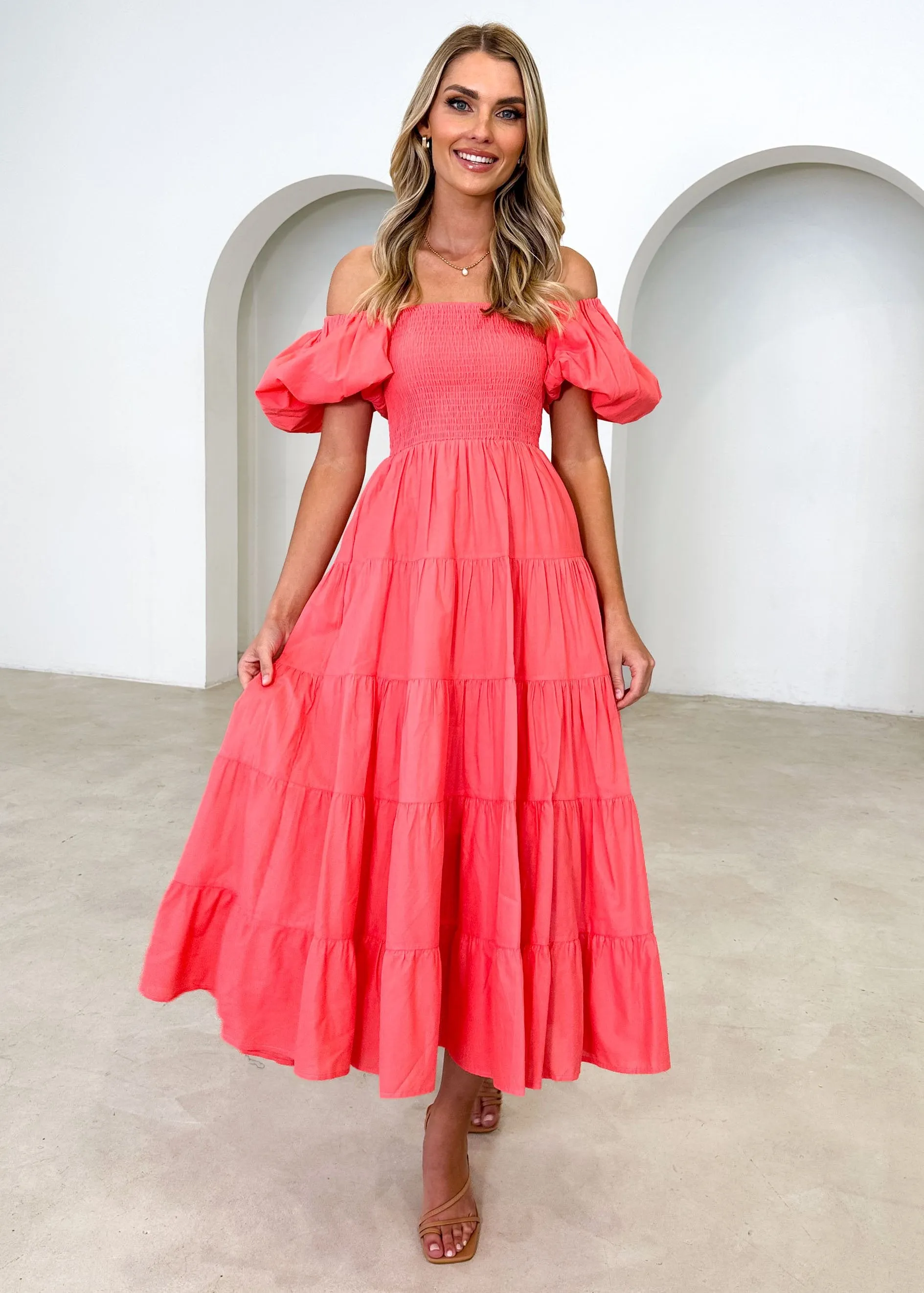 Darlah Midi Dress - Coral sold by Gingham & Heels product image thumbnail 2
