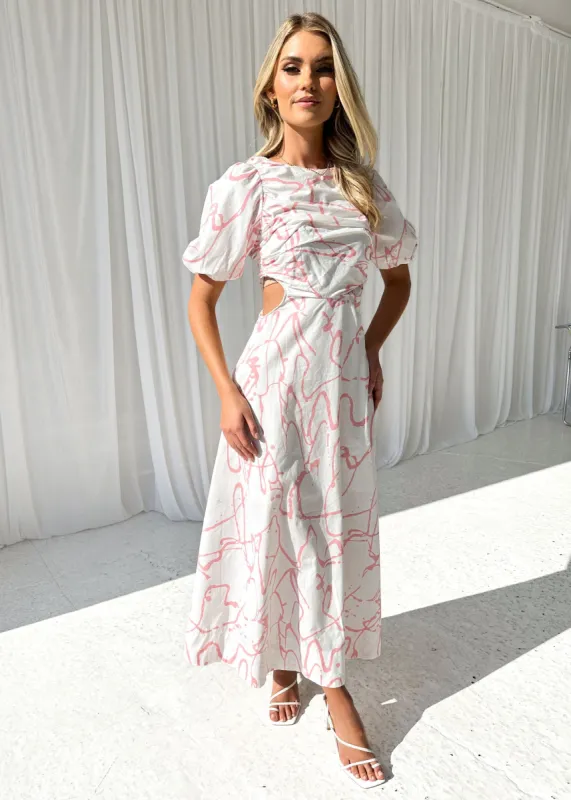 Shella Maxi Dress - Blush Abstract sold by Gingham & Heels