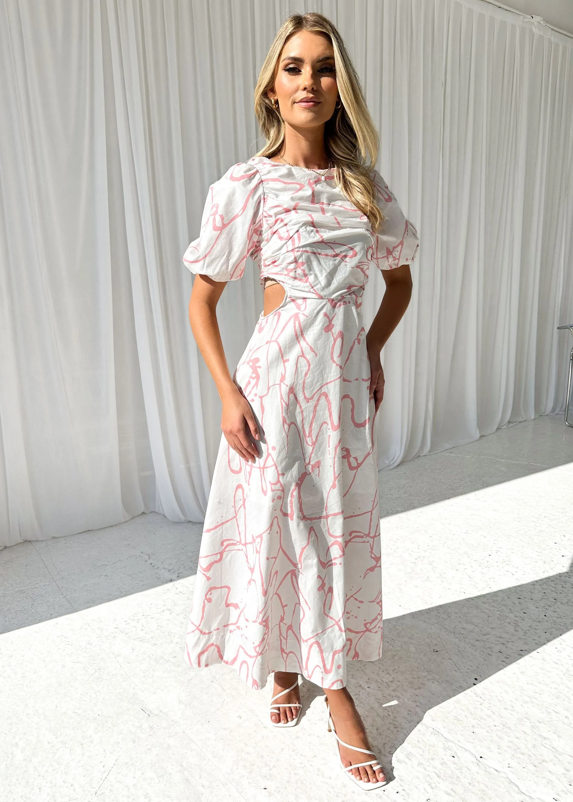 Shella Maxi Dress - Blush Abstract sold by Gingham & Heels