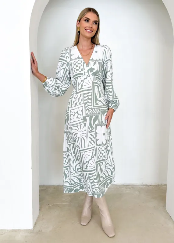 Rodeo Midi Dress - Sage Flowers sold by Gingham & Heels