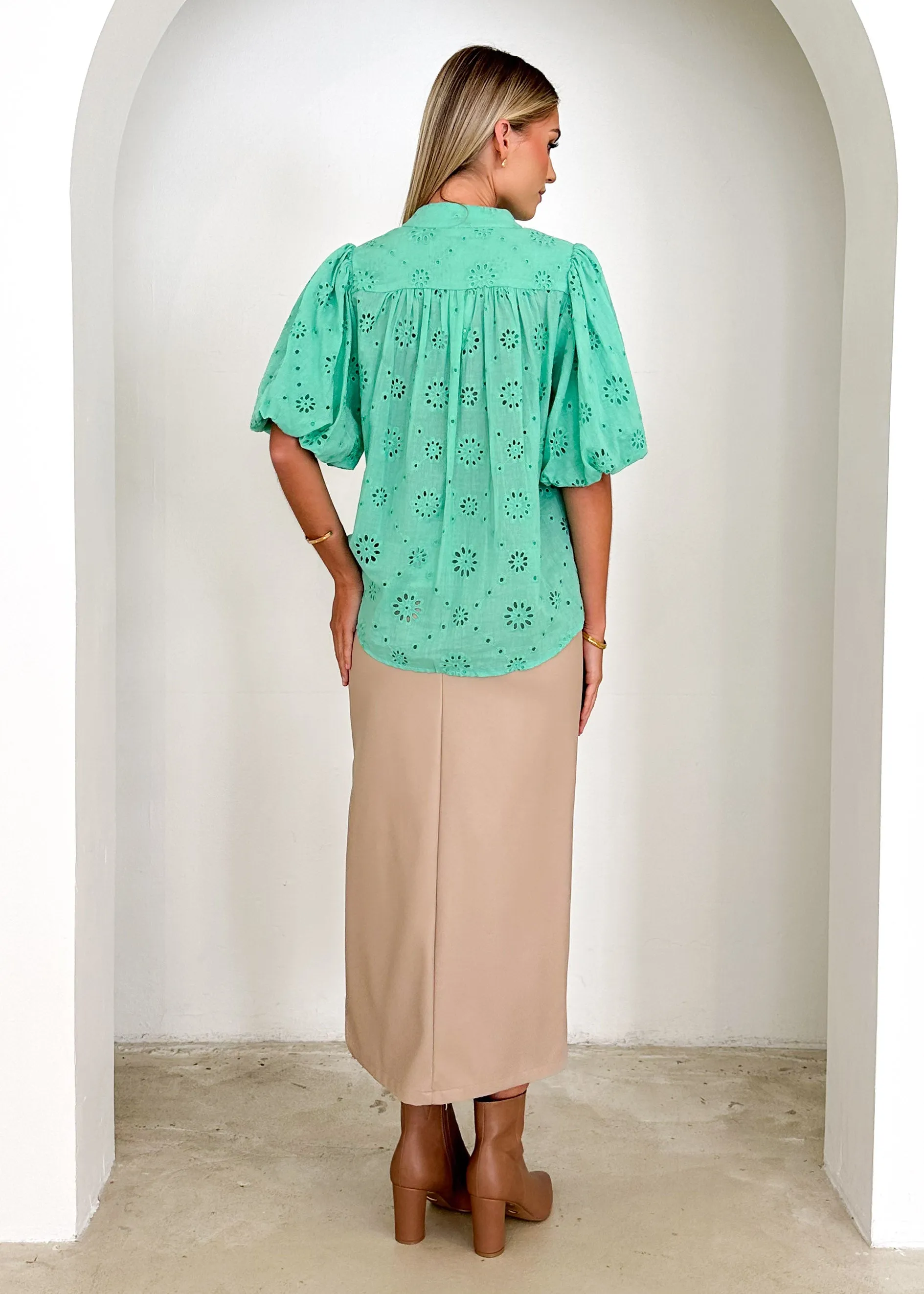 Loanne Shirt - Green Anglaise sold by Gingham & Heels product image thumbnail 5