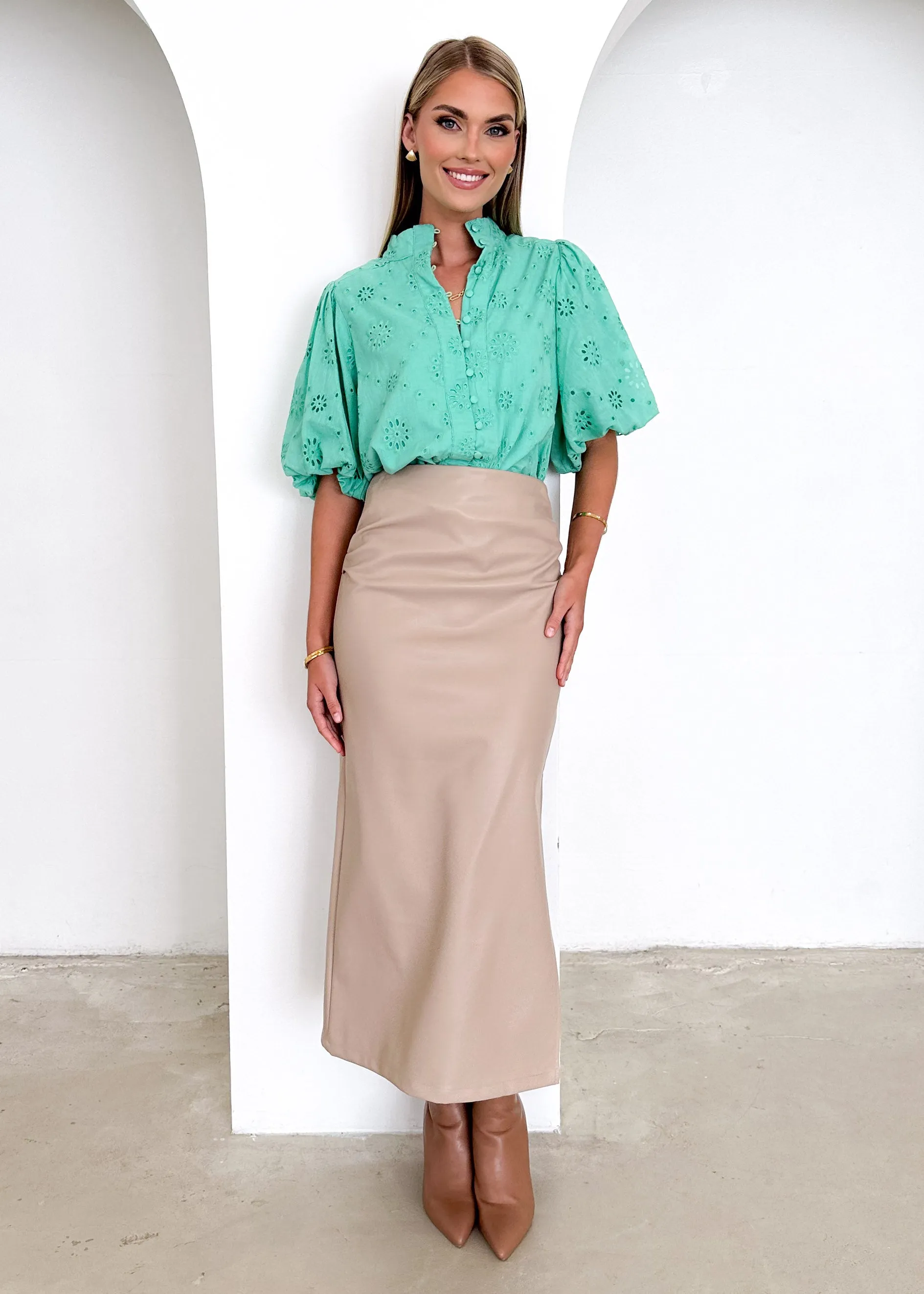 Loanne Shirt - Green Anglaise sold by Gingham & Heels product image thumbnail 2