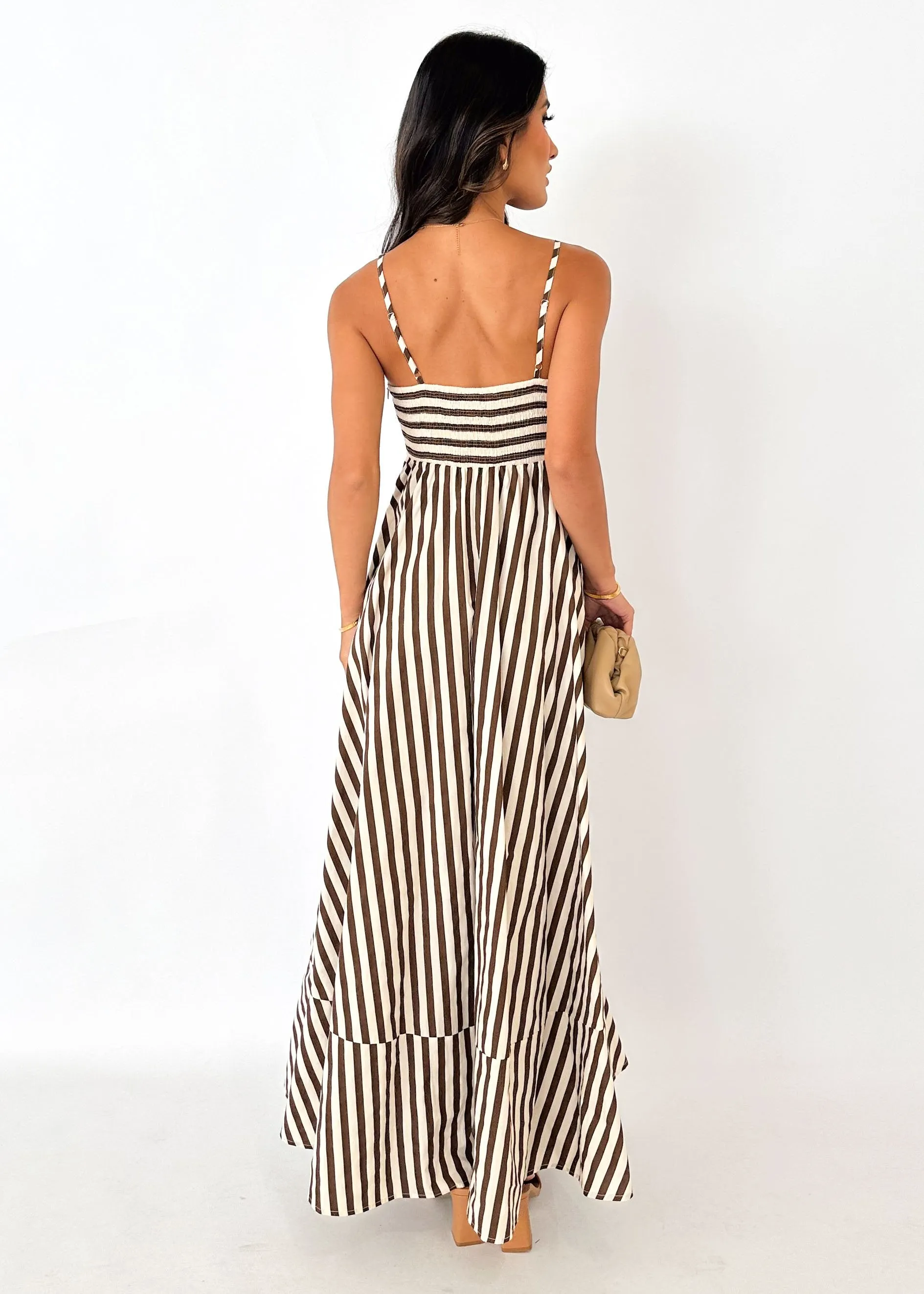 Elide Maxi Dress - Chocolate Stripe sold by Gingham & Heels product image thumbnail 5