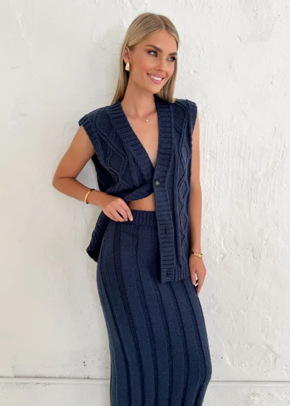 Tilly Knit Vest - Navy sold by Gingham & Heels