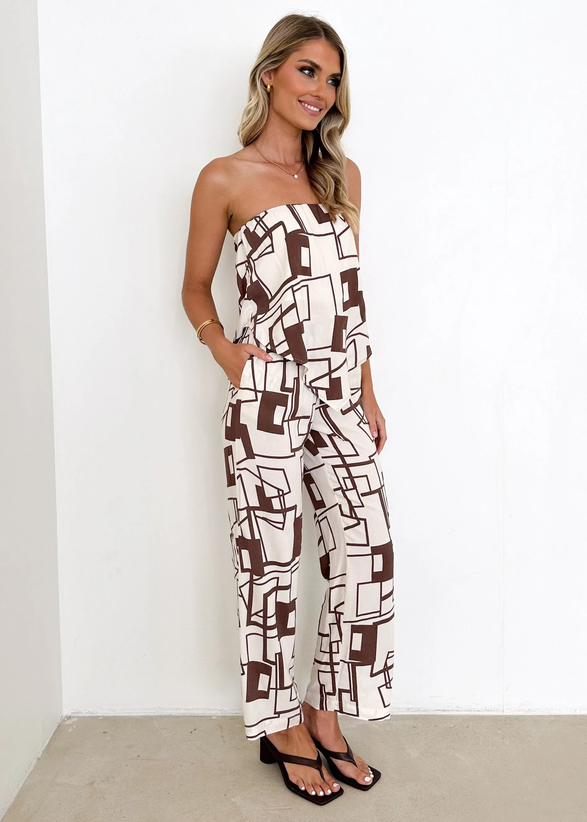 Neeta Strapless Top - Choc Geo sold by Gingham & Heels product image thumbnail 4