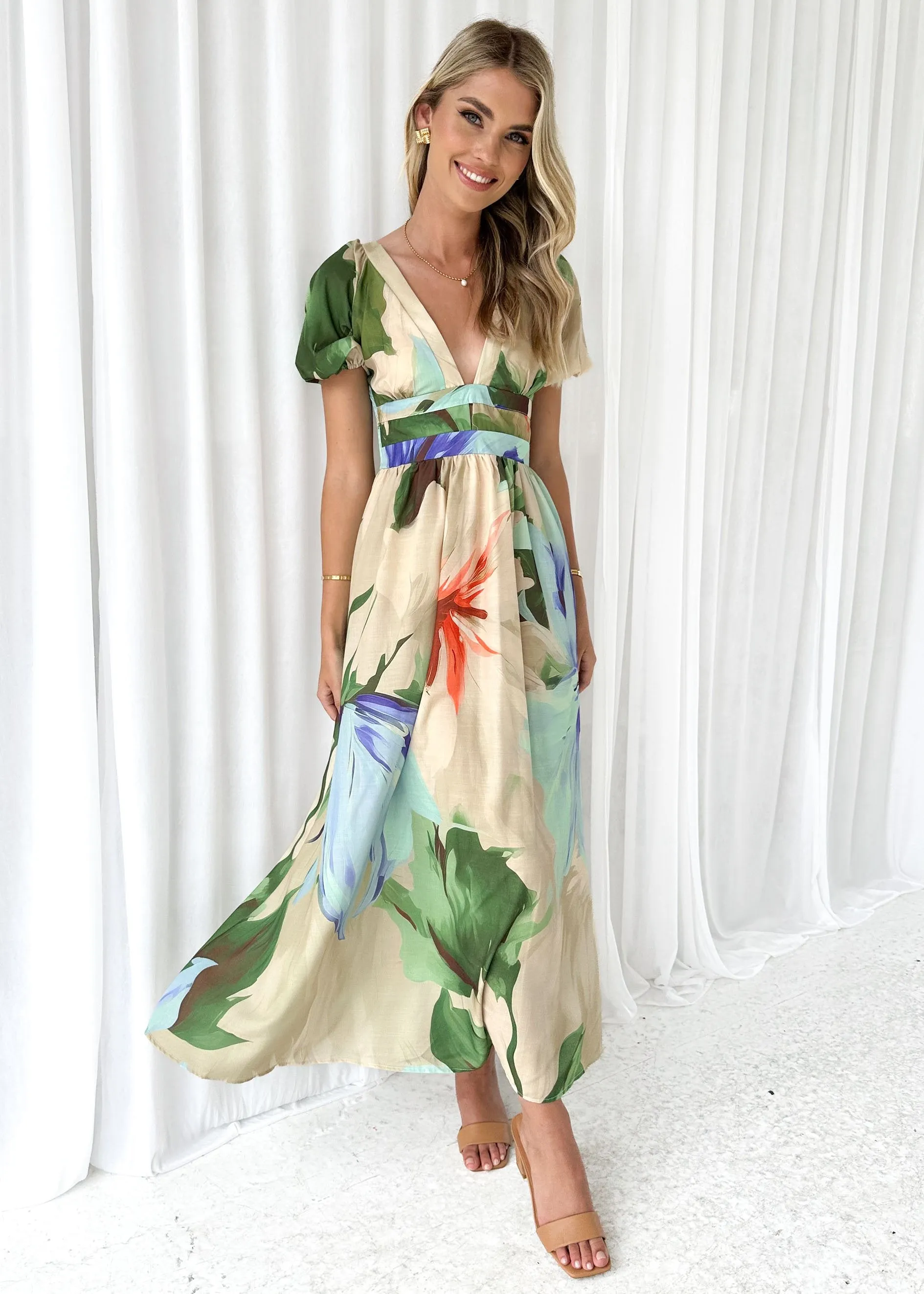 Kyacer Maxi Dress - Fern Flowers sold by Gingham & Heels