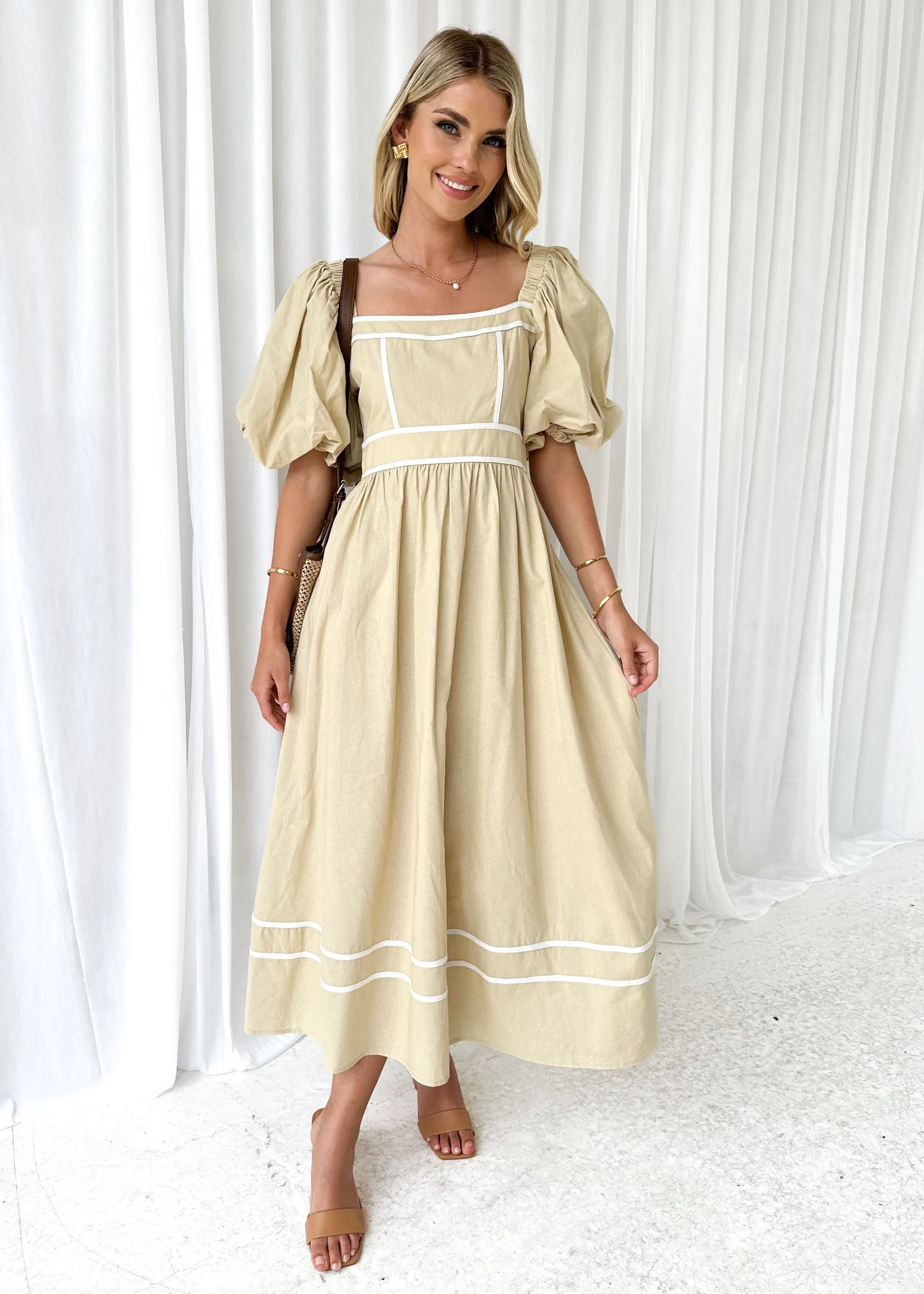 Geelo Midi Dress - Beige sold by Gingham & Heels product image thumbnail 3