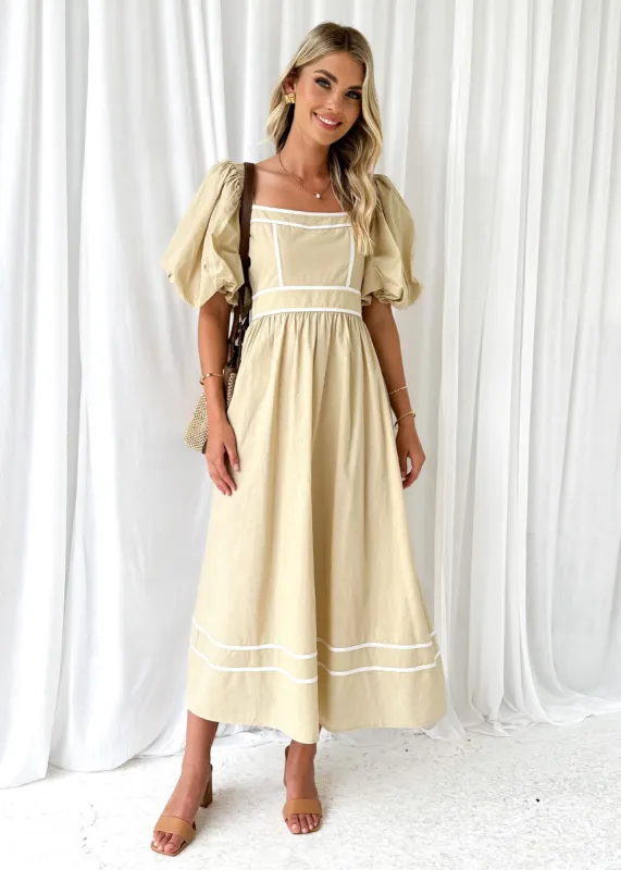 Geelo Midi Dress - Beige sold by Gingham & Heels