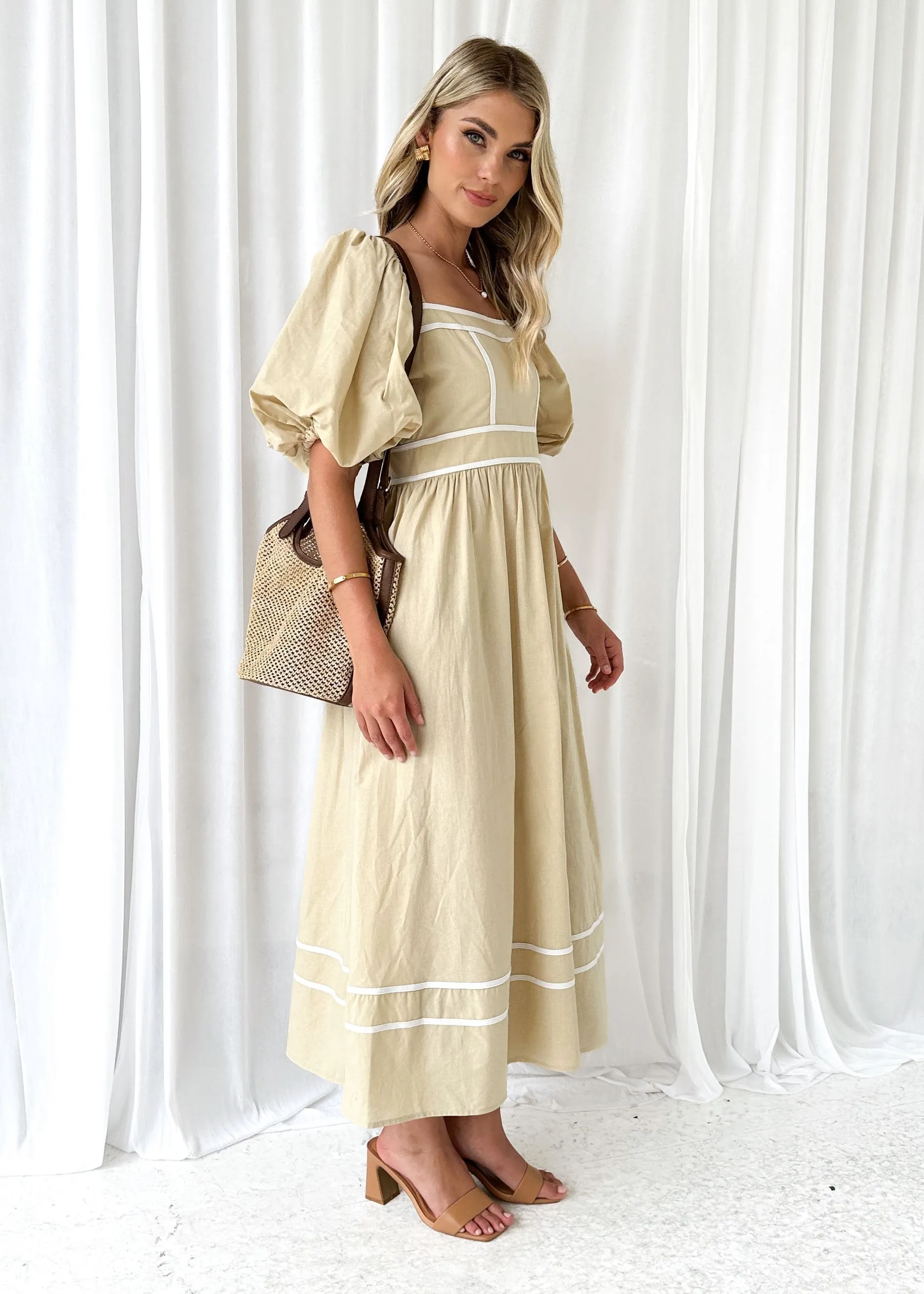Geelo Midi Dress - Beige sold by Gingham & Heels product image thumbnail 4