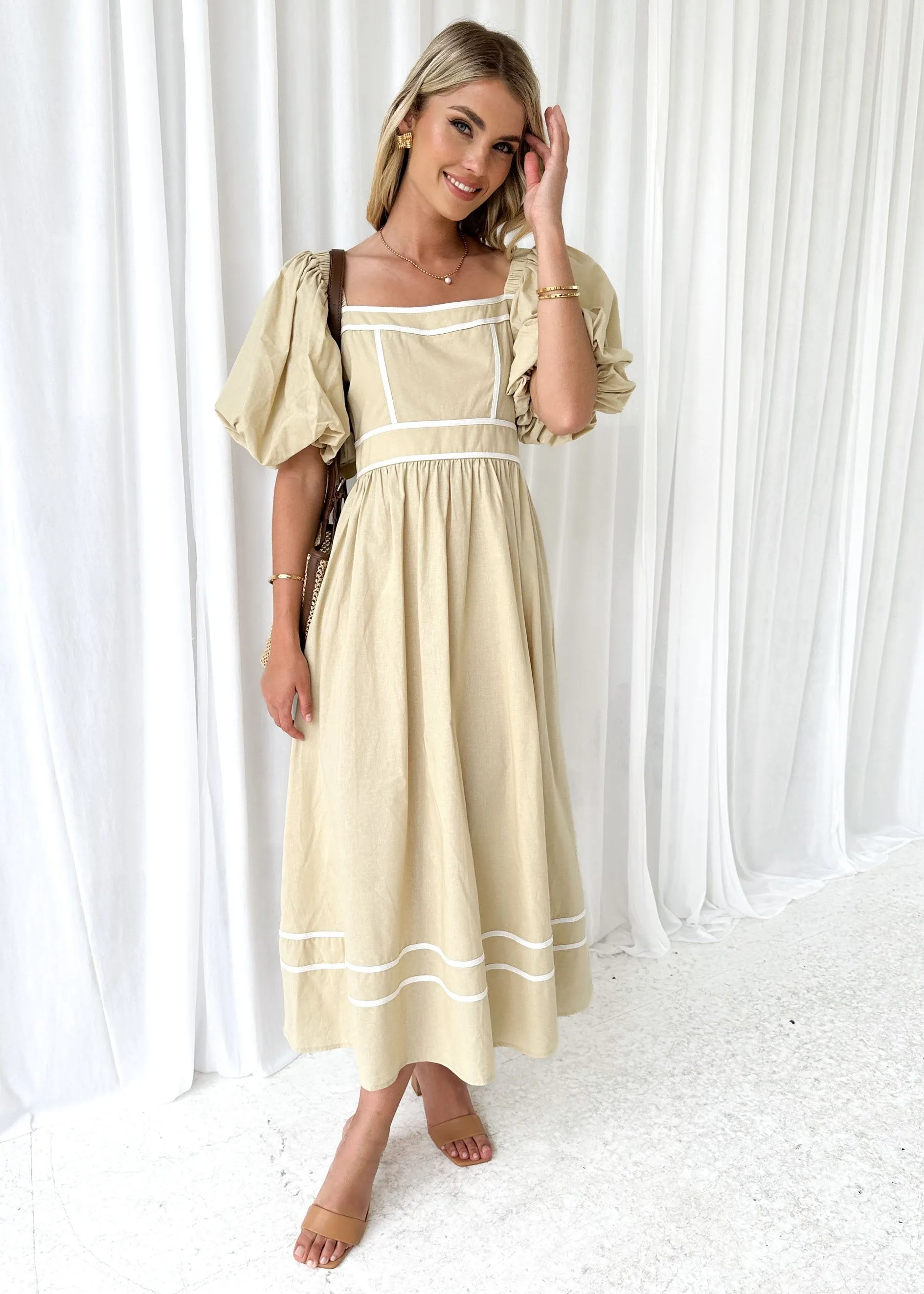 Geelo Midi Dress - Beige sold by Gingham & Heels product image thumbnail 2