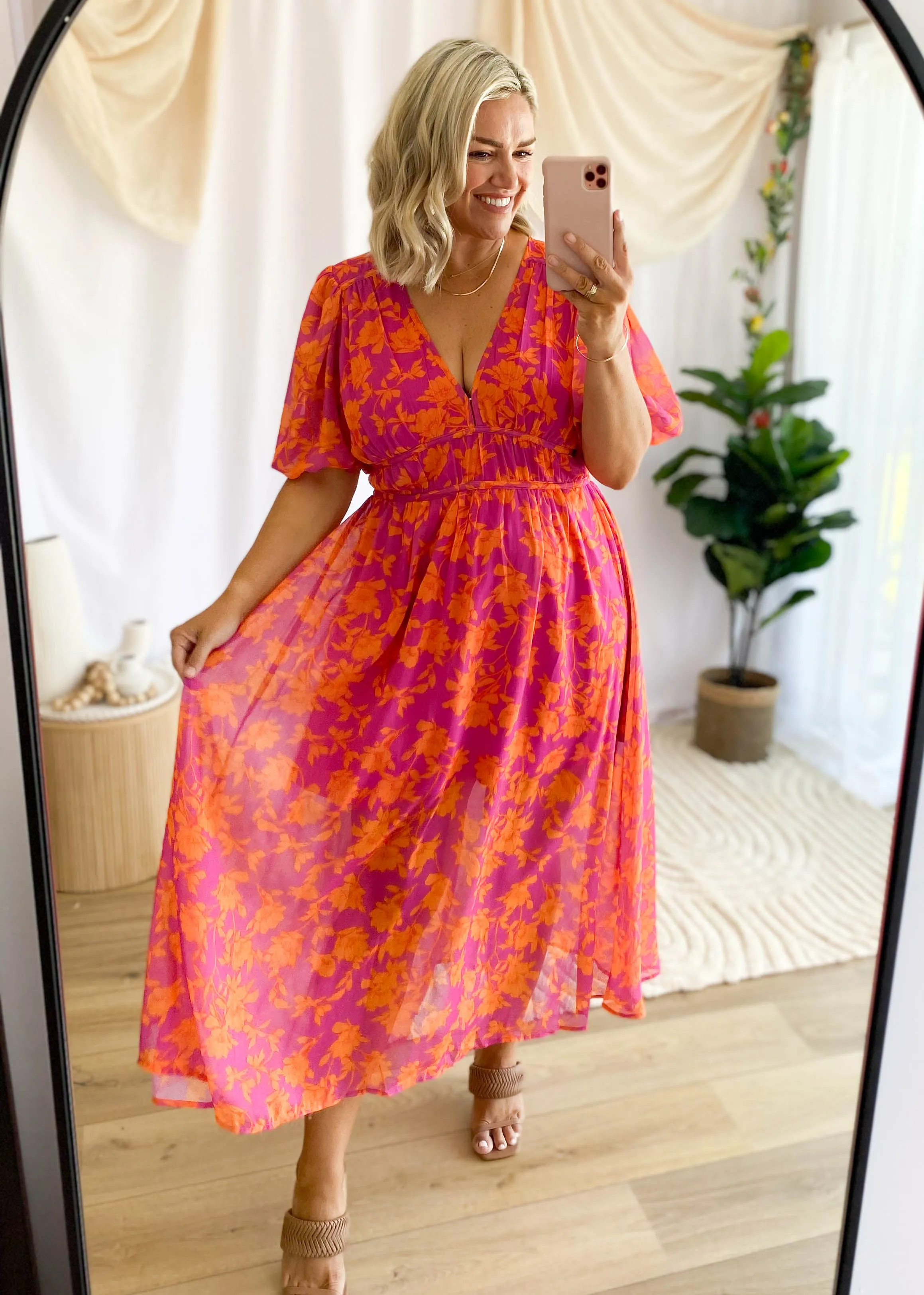 Zanette Midi Dress - Magenta Floral sold by Gingham & Heels product image thumbnail 2