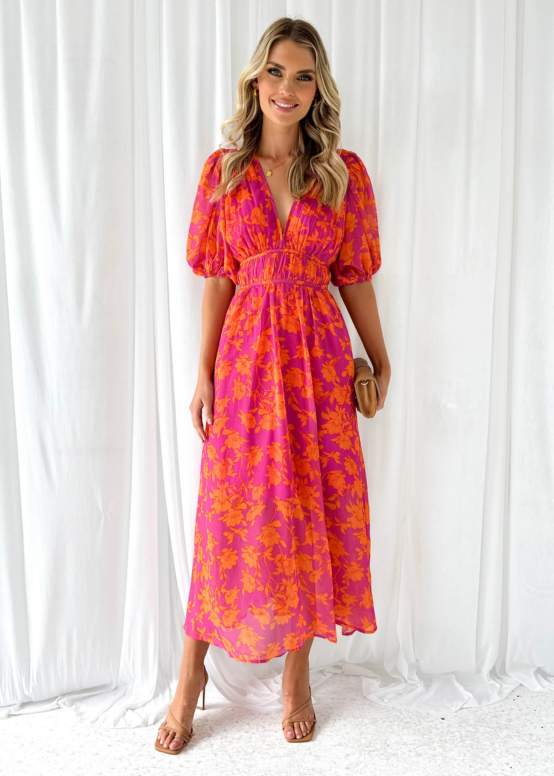 Zanette Midi Dress - Magenta Floral sold by Gingham & Heels product image thumbnail 5