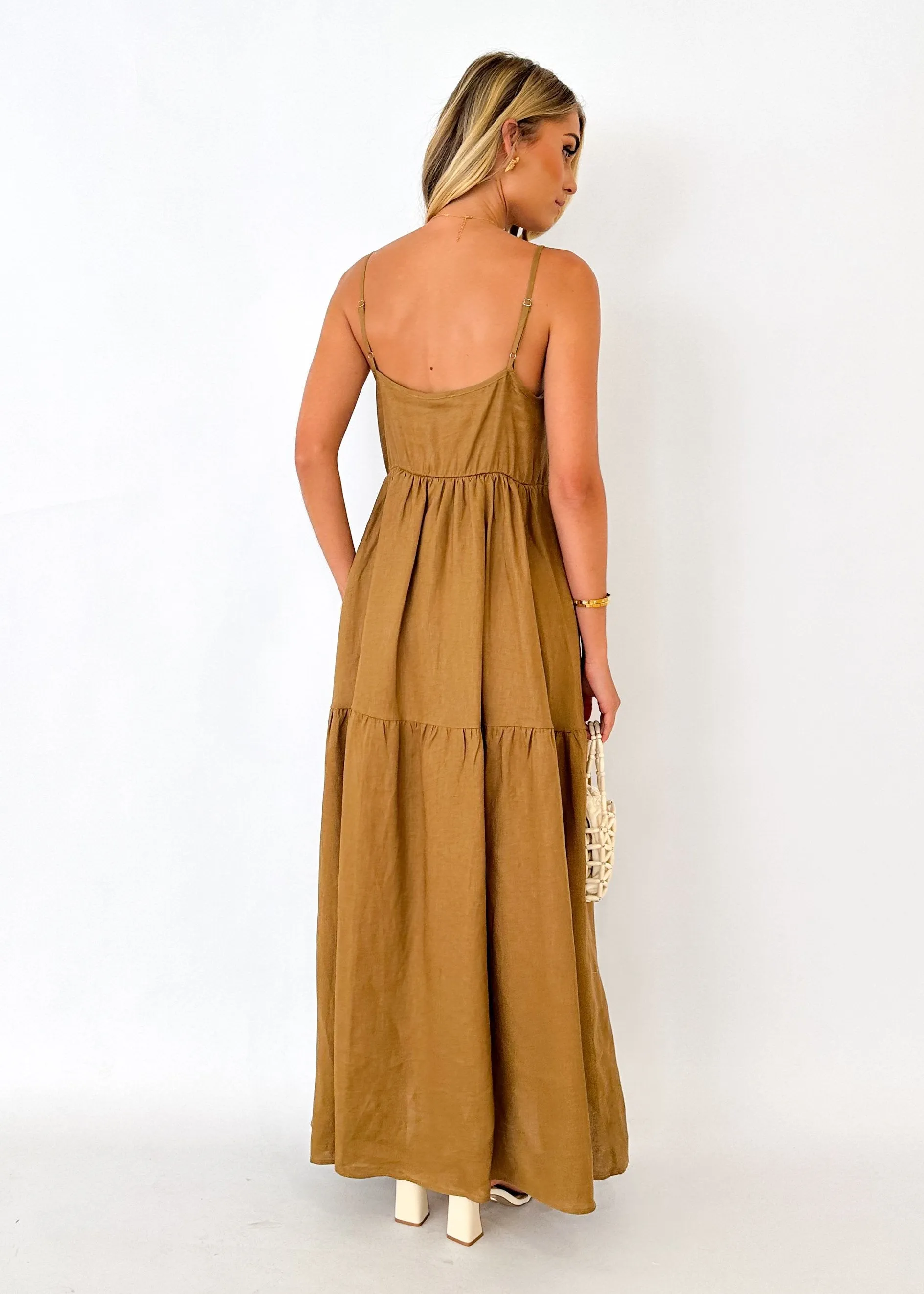 Tyleso Linen Maxi Dress - Moss sold by Gingham & Heels product image thumbnail 5