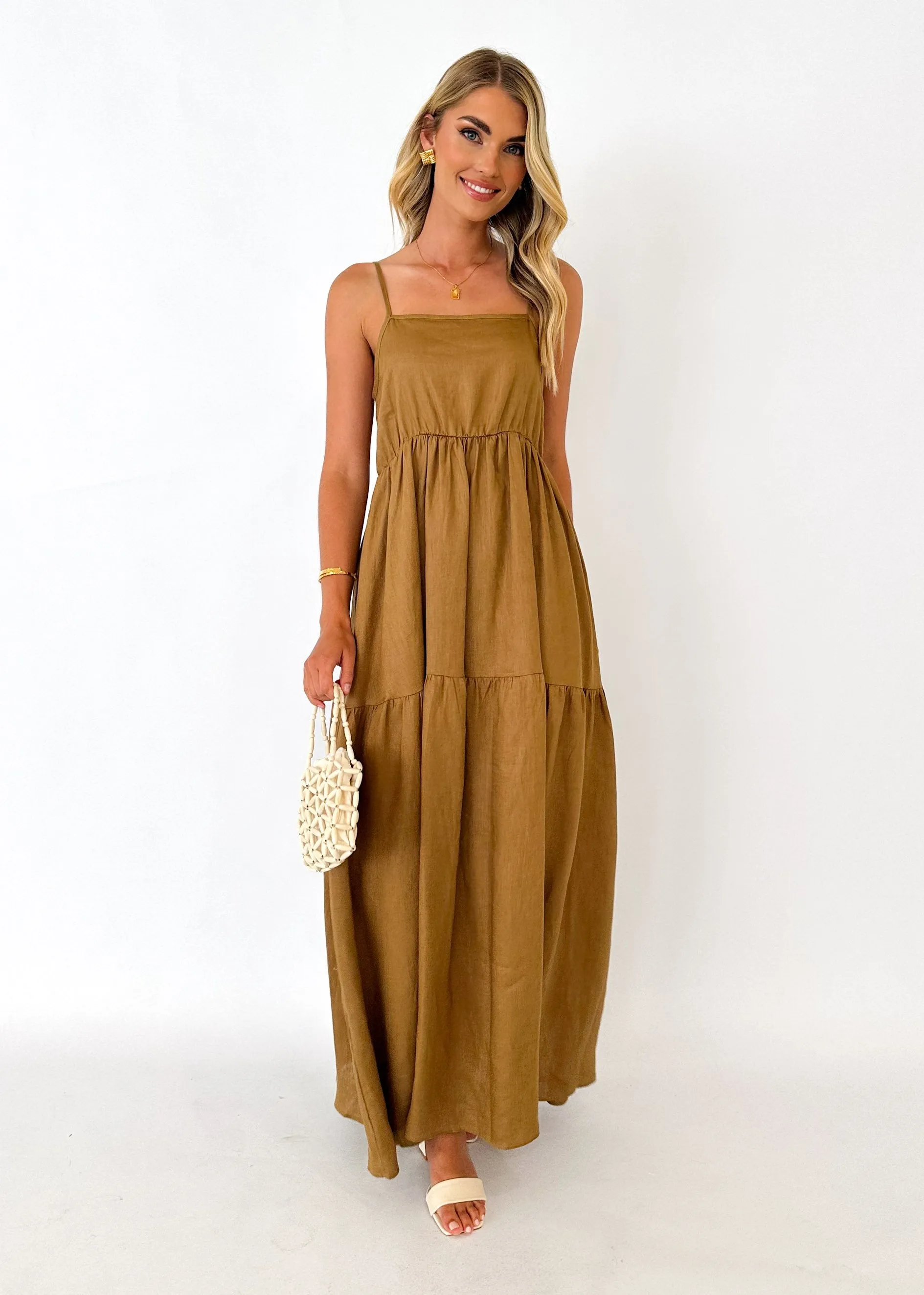 Tyleso Linen Maxi Dress - Moss sold by Gingham & Heels product image thumbnail 3