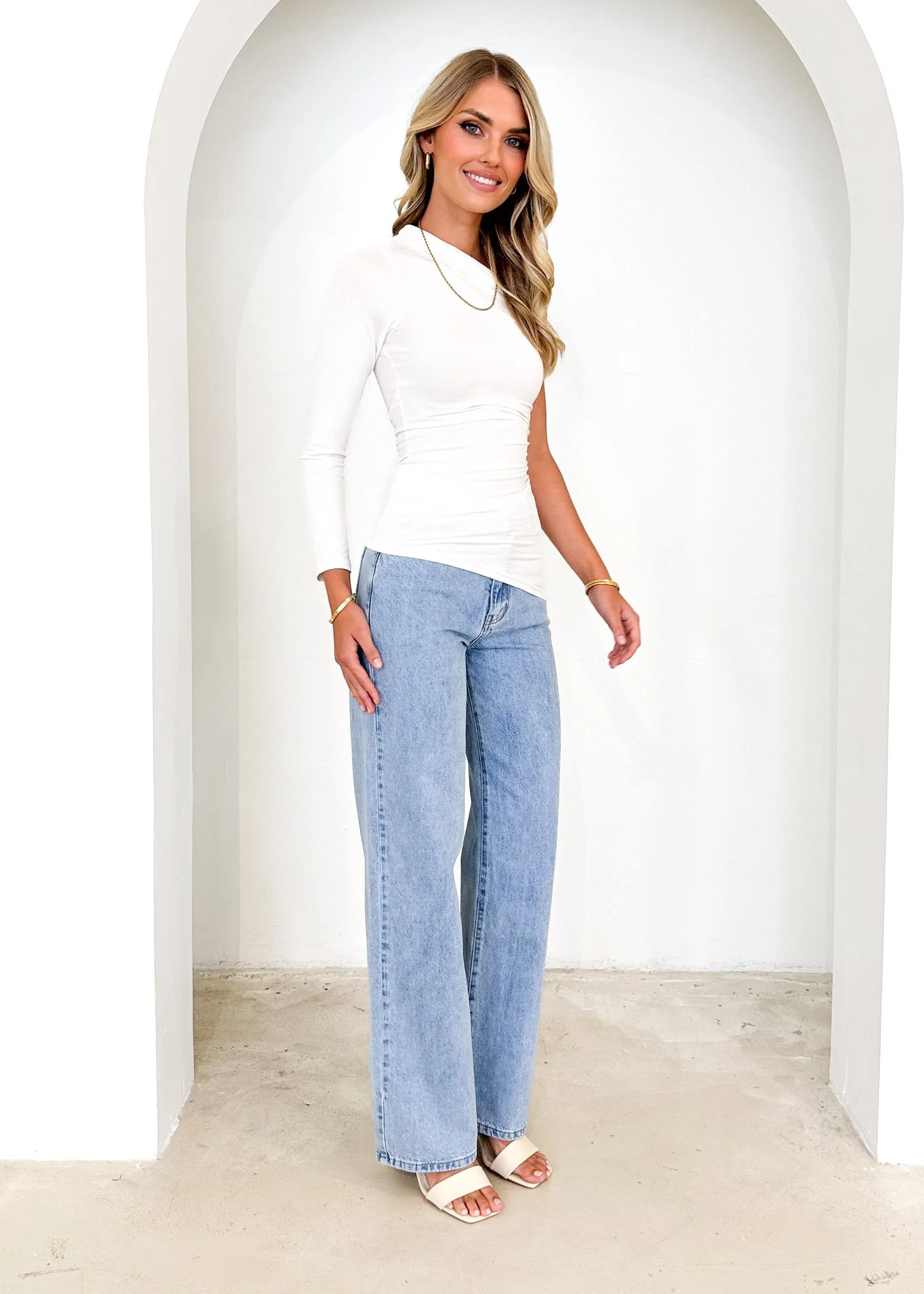 Hayler One Shoulder Top - Cream sold by Gingham & Heels product image thumbnail 4