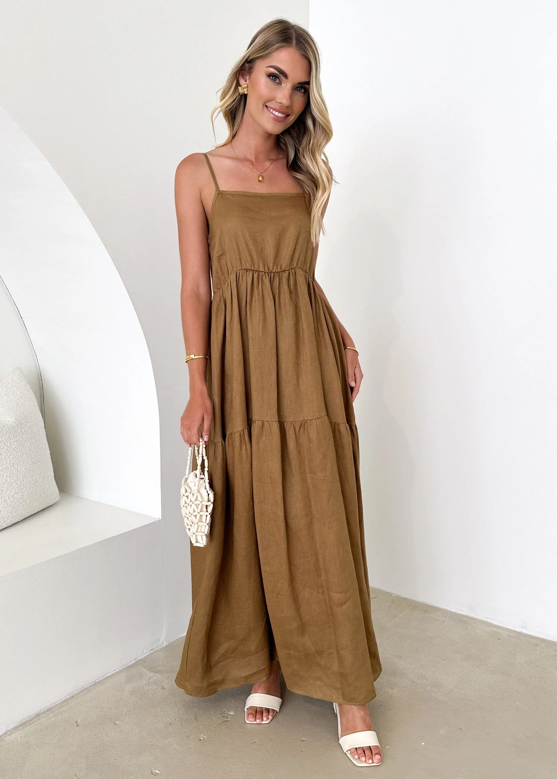 Tyleso Linen Maxi Dress - Moss sold by Gingham & Heels product image thumbnail 2