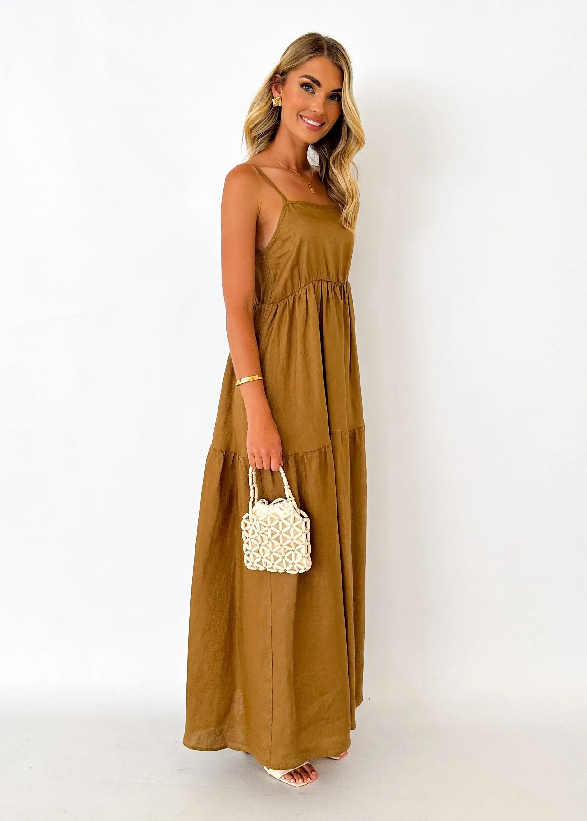 Tyleso Linen Maxi Dress - Moss sold by Gingham & Heels product image thumbnail 4