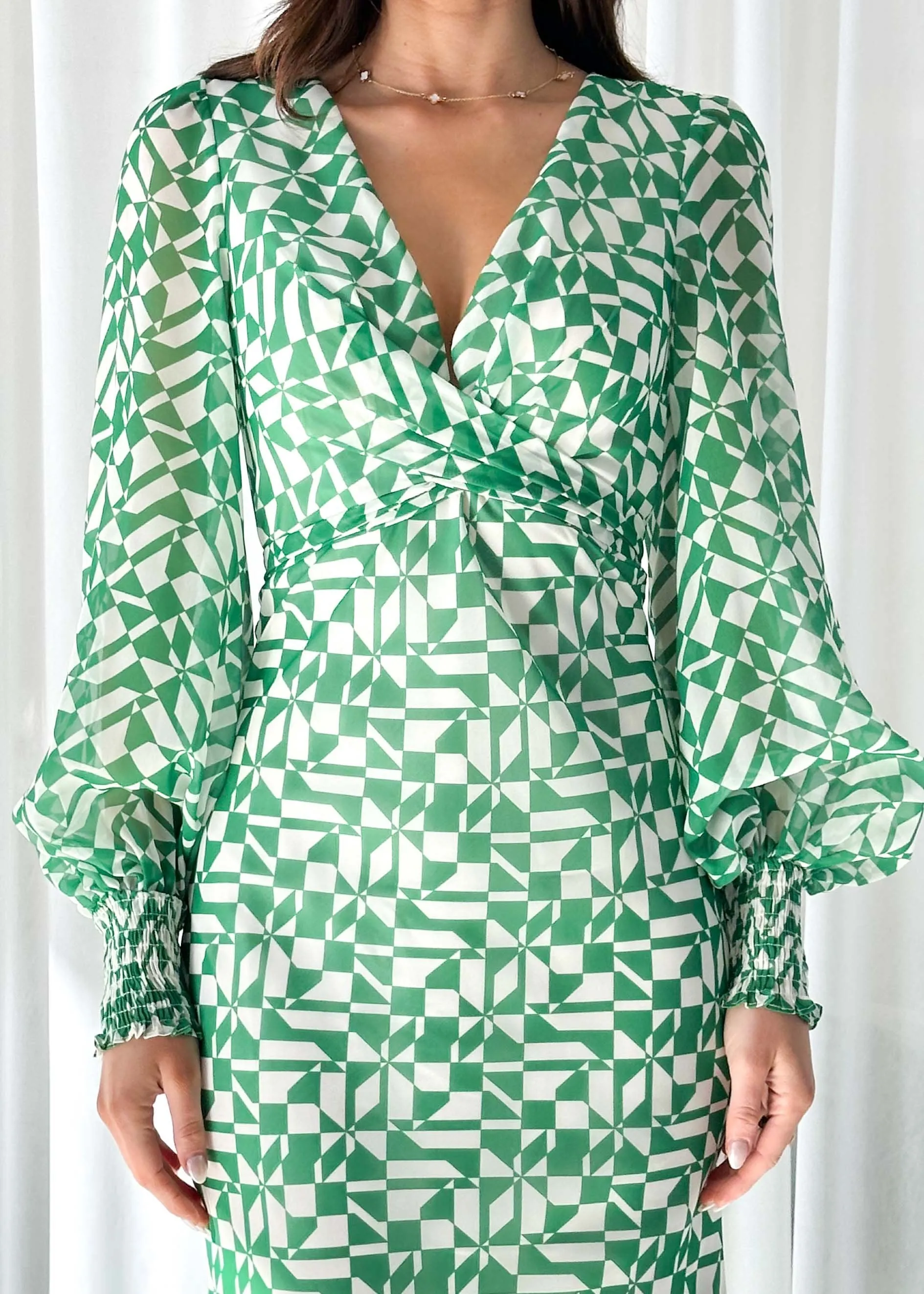 Reenroe Maxi Dress - Green Abstract sold by Gingham & Heels product image thumbnail 2