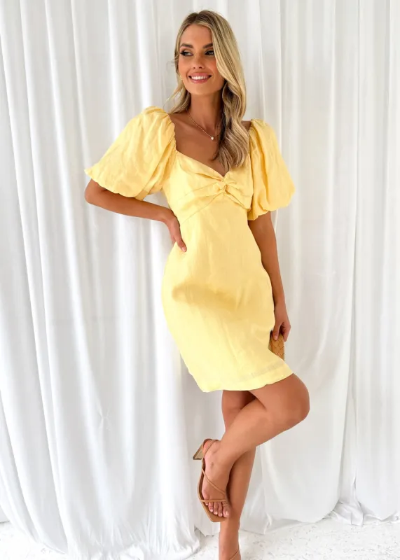 Argy Linen Dress - Lemon sold by Gingham & Heels