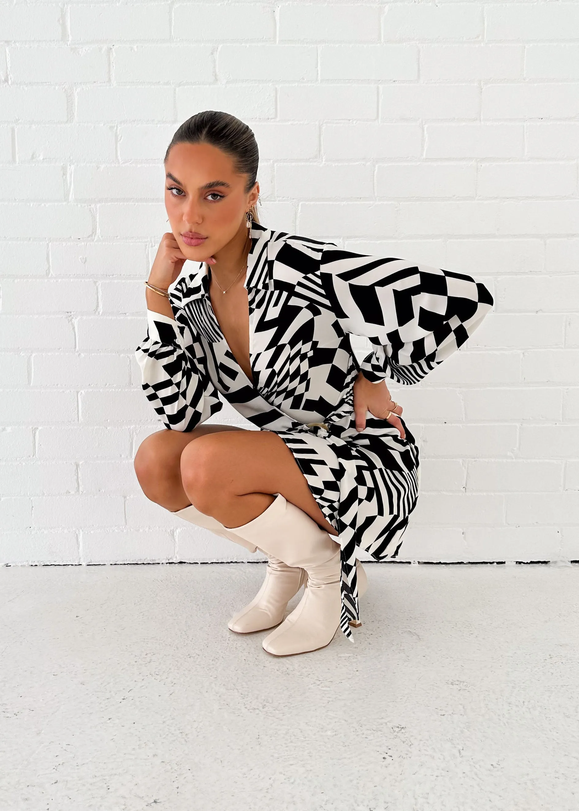 Yukina Mini Dress - Black Geo sold by Gingham & Heels product image thumbnail 2