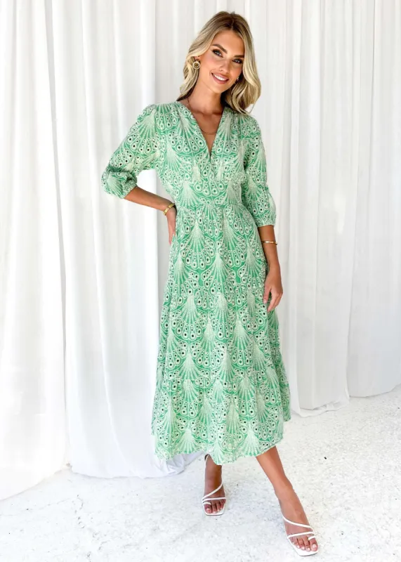 Zinta Midi Dress - Mint Anglaise sold by Gingham & Heels