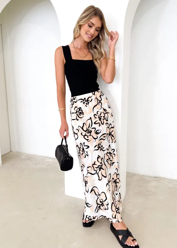 Melcie Midi Skirt - Angelica Flowers sold by Gingham & Heels