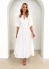 Vida Midi Dress - White Anglaise sold by Gingham & Heels